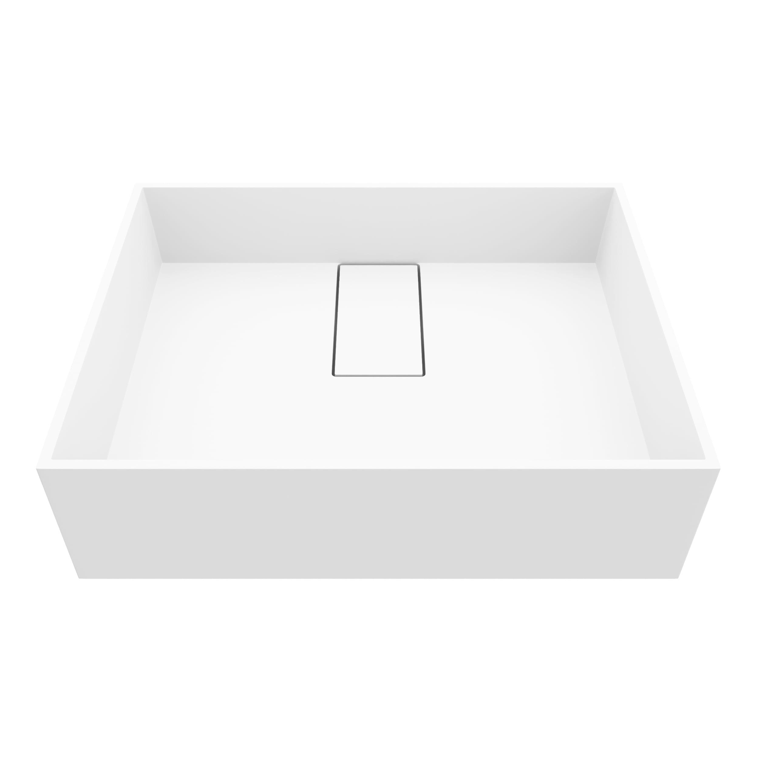 Matte White Rectangular Stone Vessel Bathroom Sink