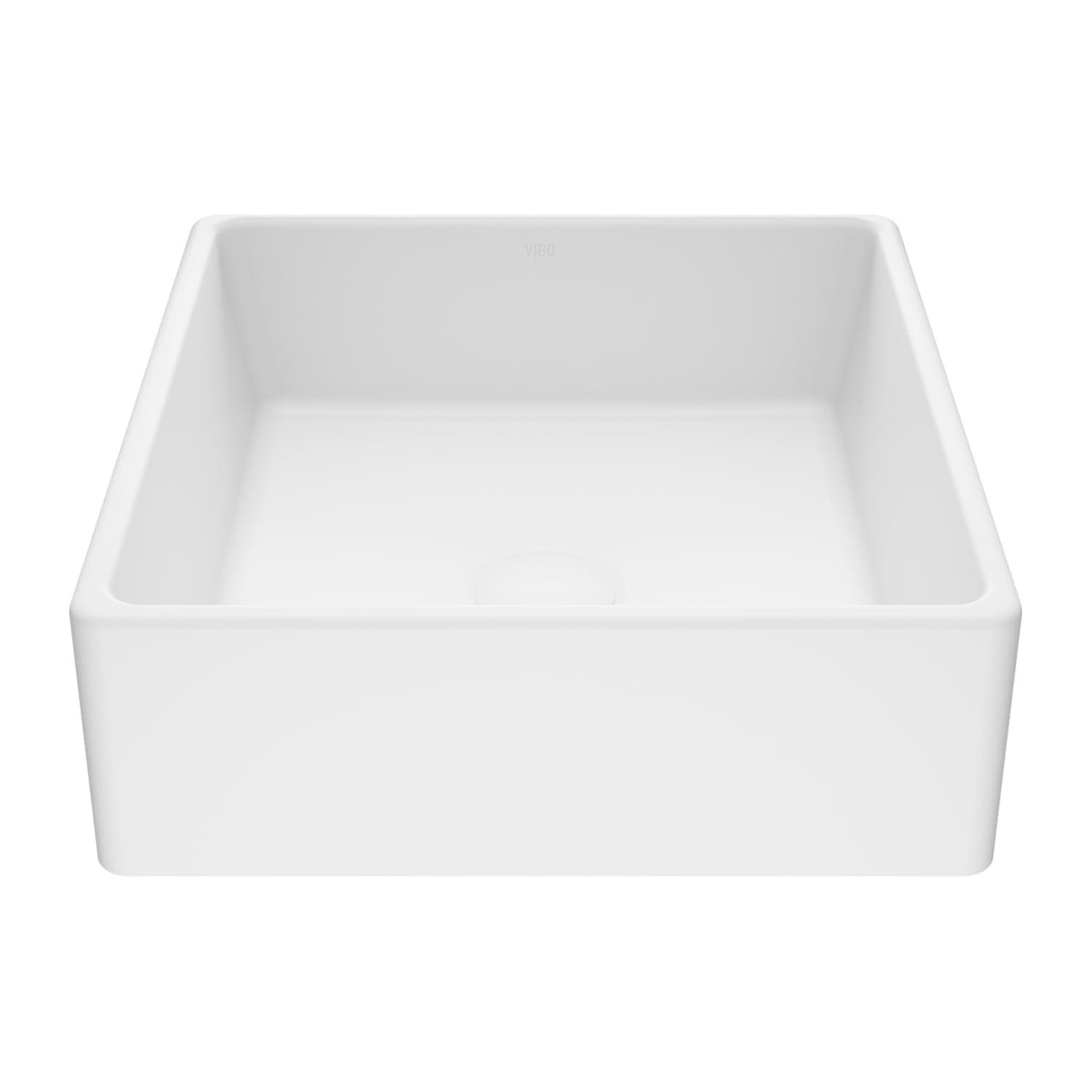 Matte White Stone Square Vessel Bathroom Sink