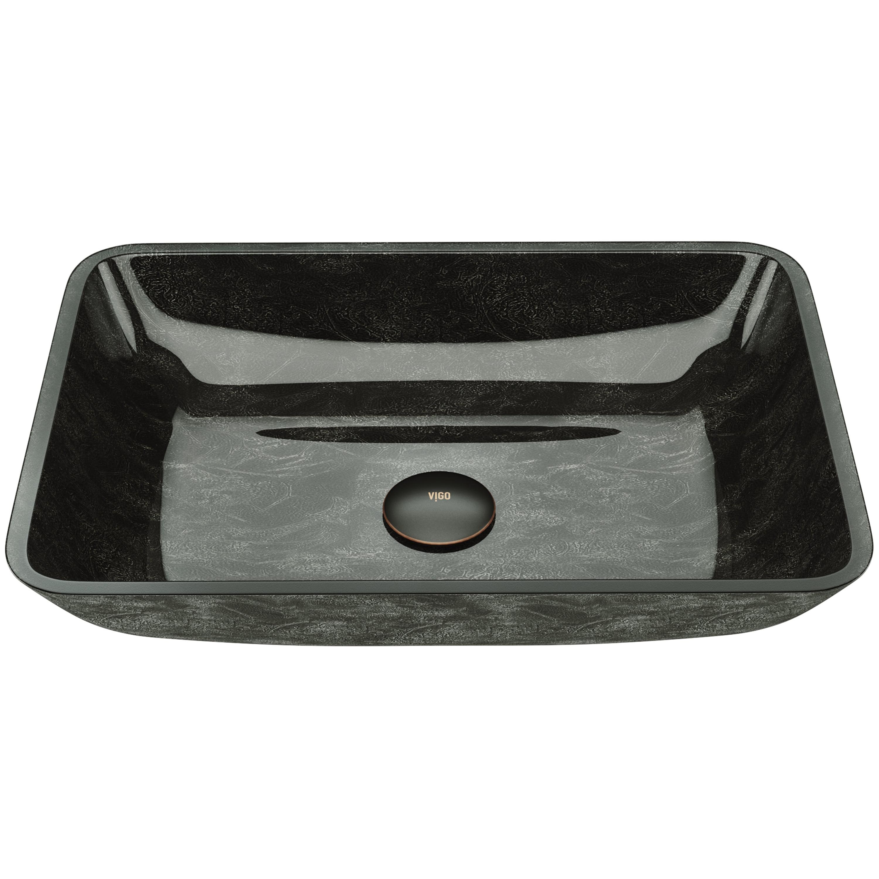 Vigo Vg07084 Onyx 18-1/8" Rectangular Glass Vessel Bathroom Sink - Grey