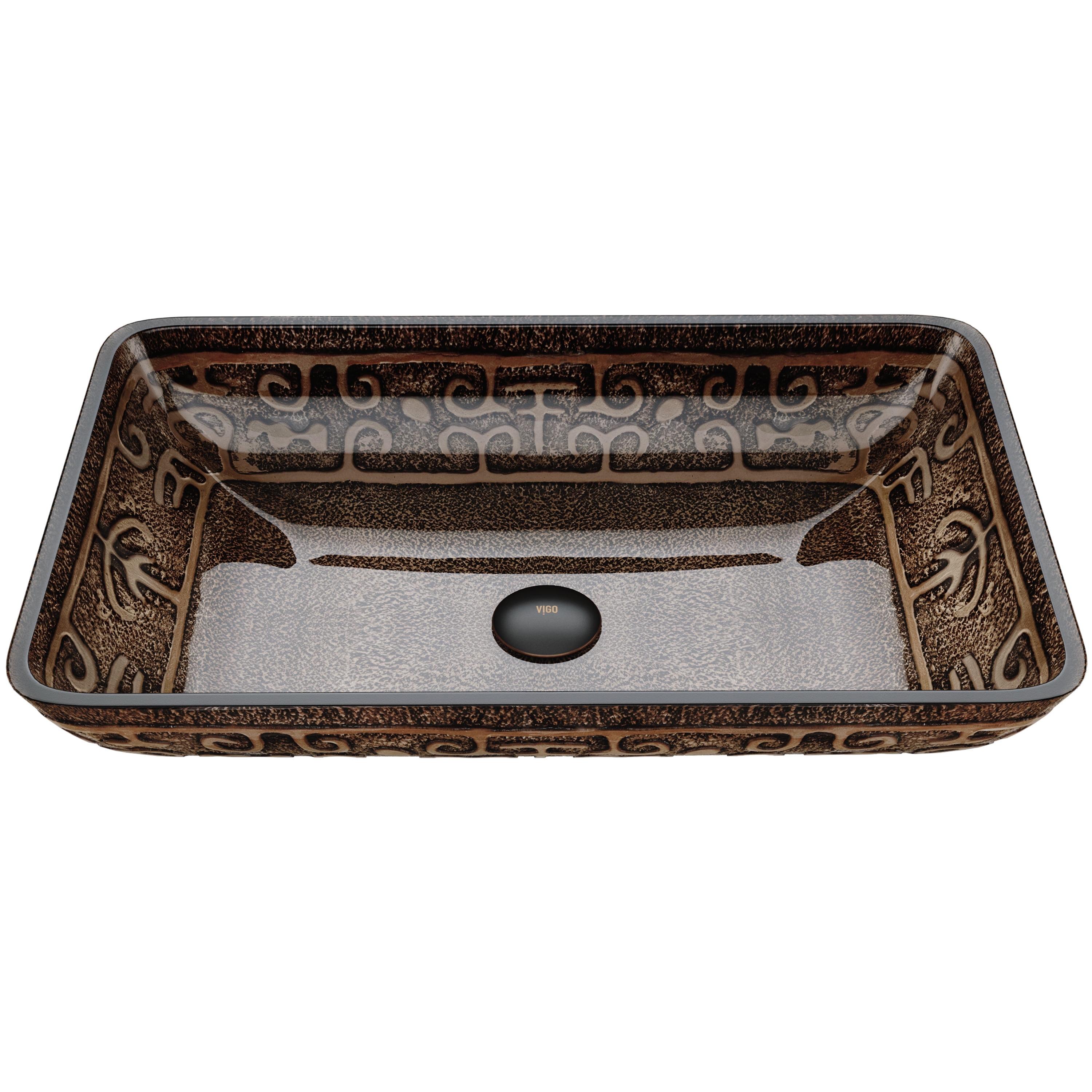 Golden Greek Glass Rectangular Vessel Bathroom Sink