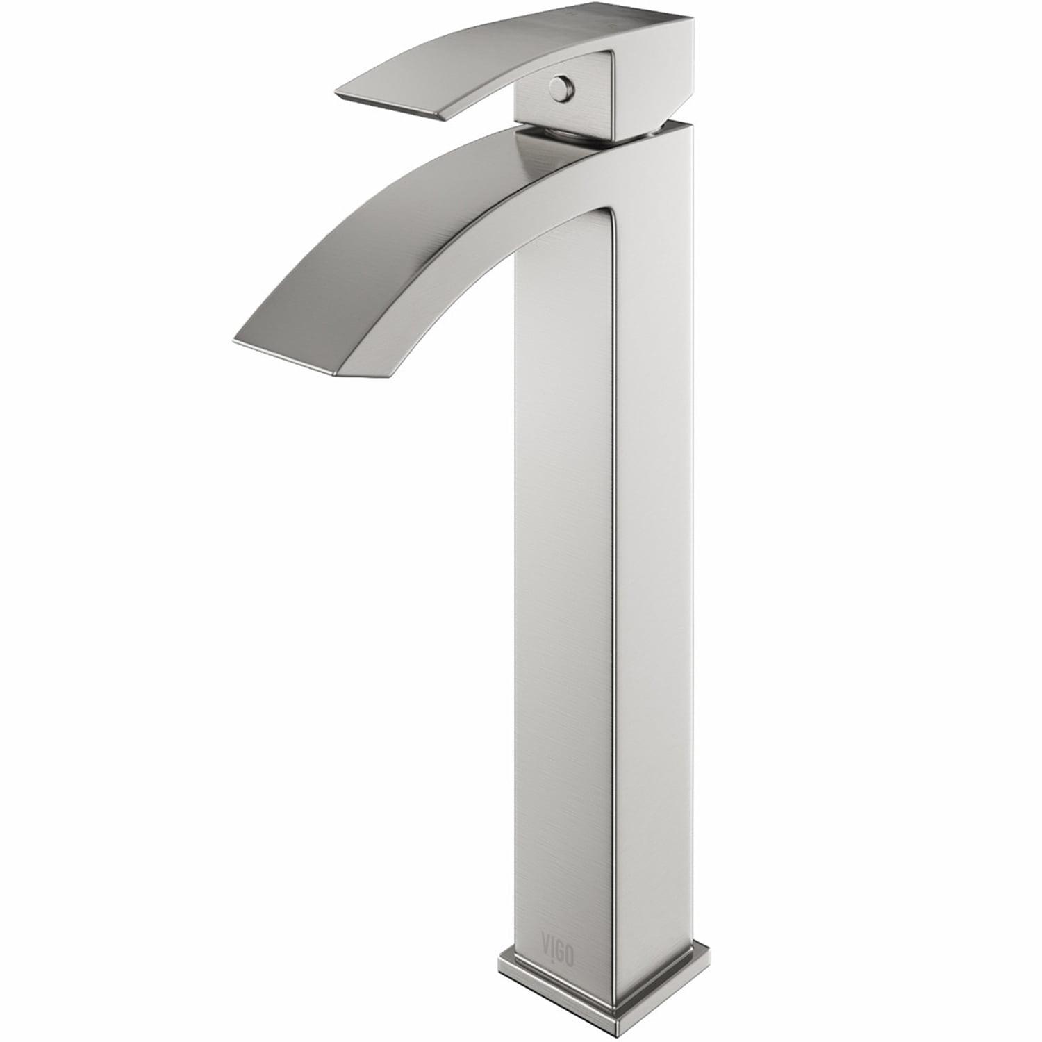 Modern Sleek 12" High Vessel Bathroom Faucet in Black Nickel