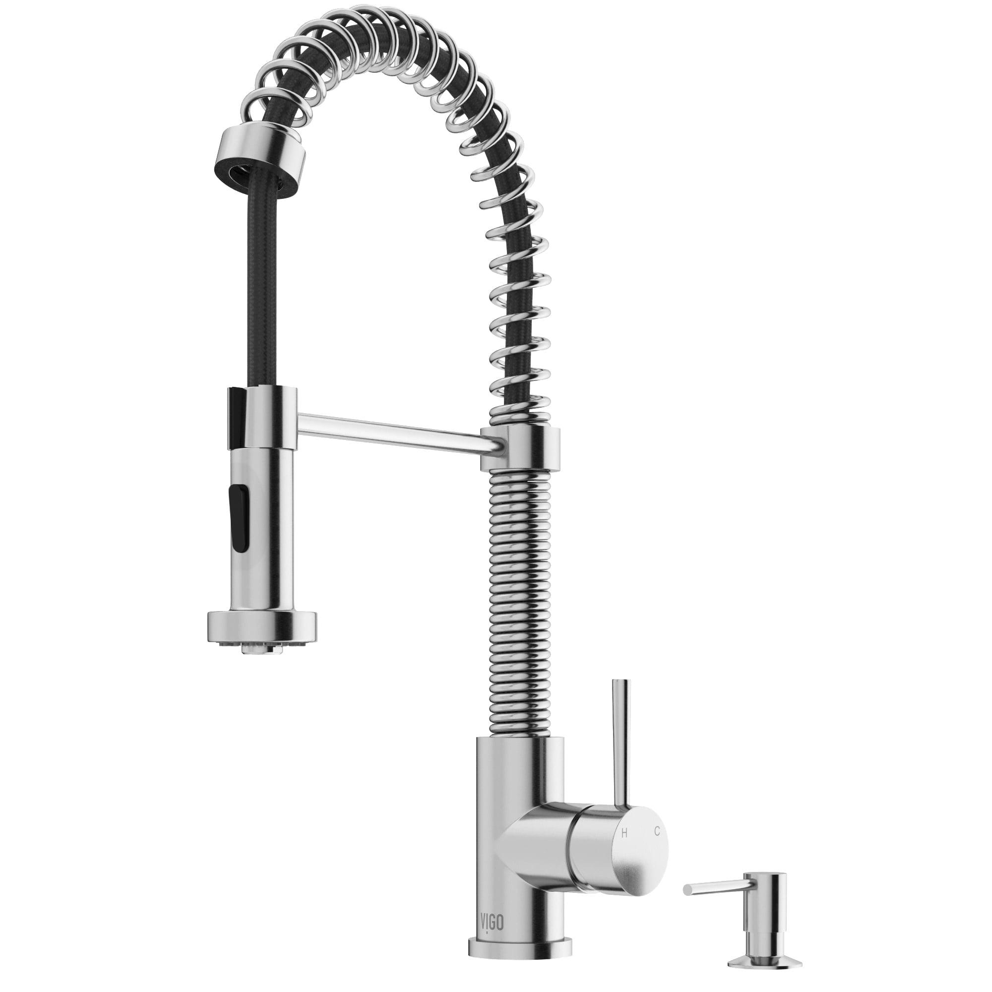 Stainless Steel Pull-Down Sprayer Kitchen Faucet with Soap Dispenser