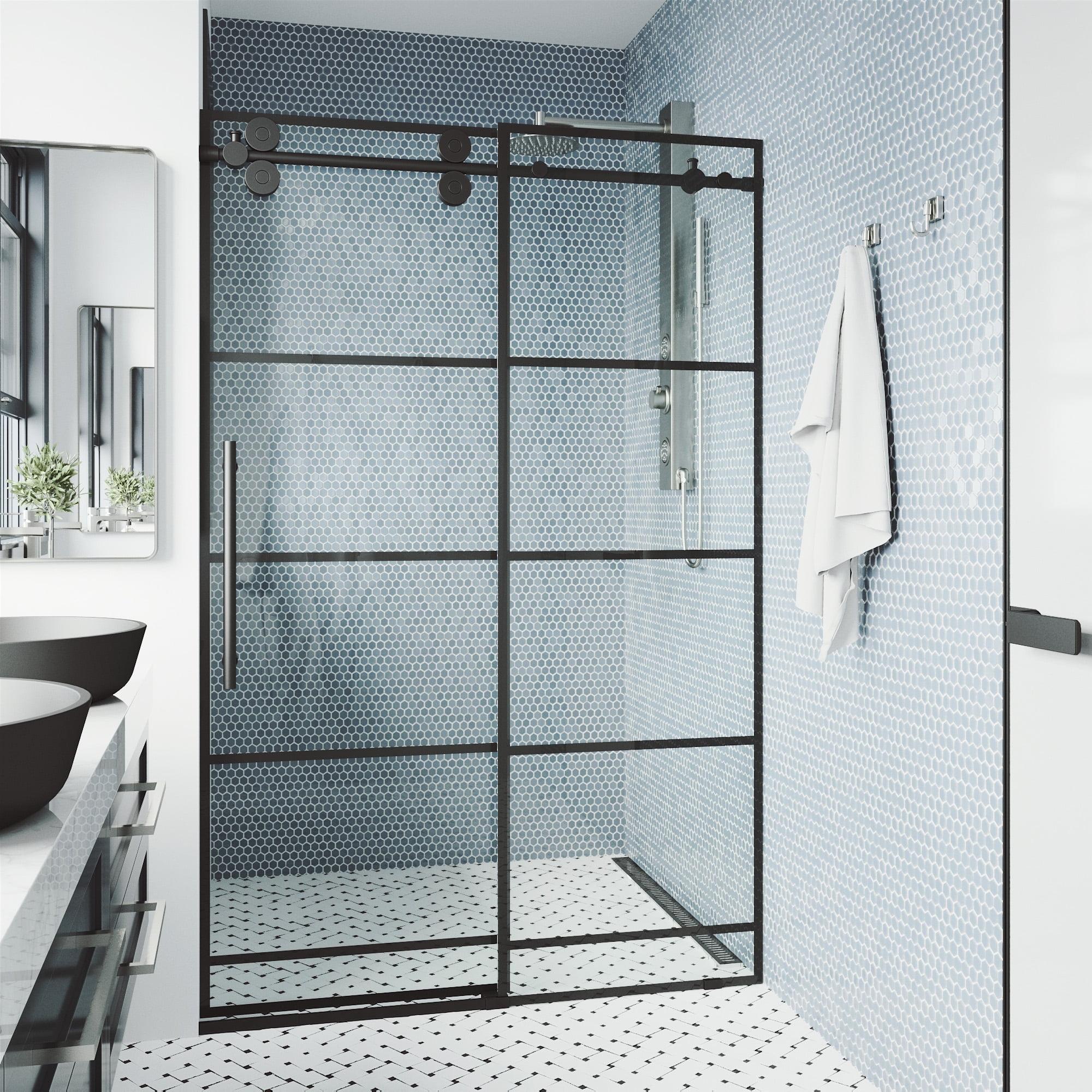 Elan 56-60" Matte Black Frameless Sliding Shower Door with Clear Glass