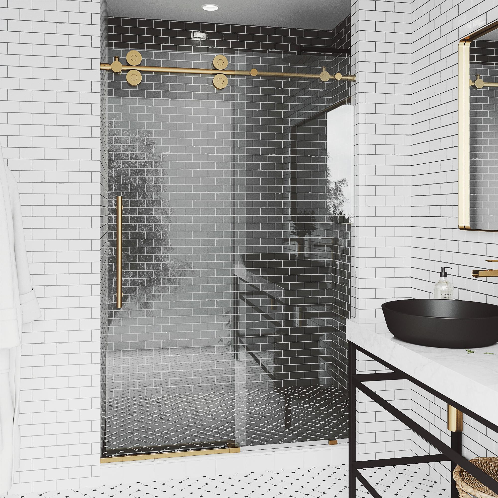 Elan 56-60" W x 74" H Sliding Frameless Shower Door with 3/8" Clear Glass
