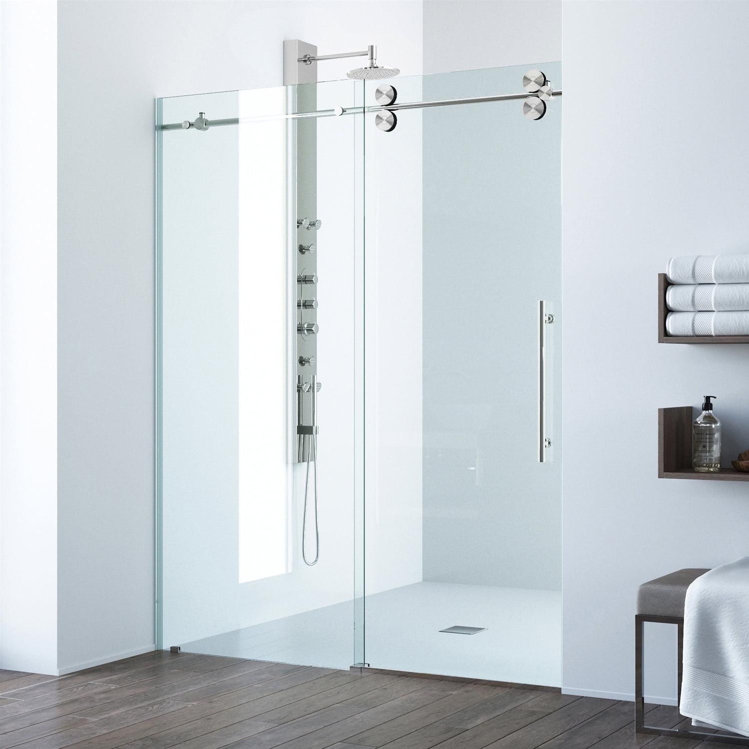 Elan 64-68" W x 74" H Sliding Frameless Shower Door with 3/8" Clear Glass