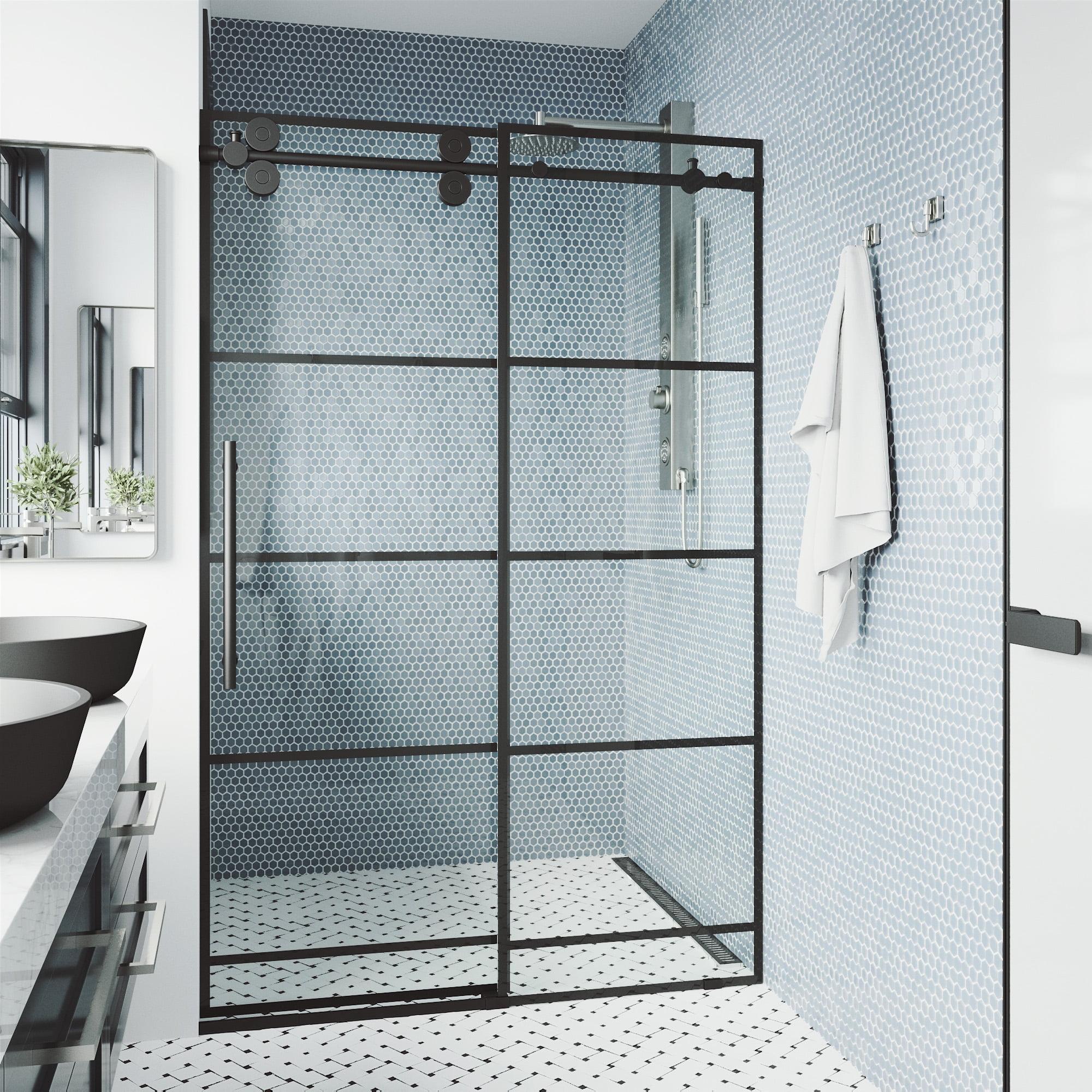 Elan 64-68" Matte Black Frameless Sliding Shower Door with Clear Glass