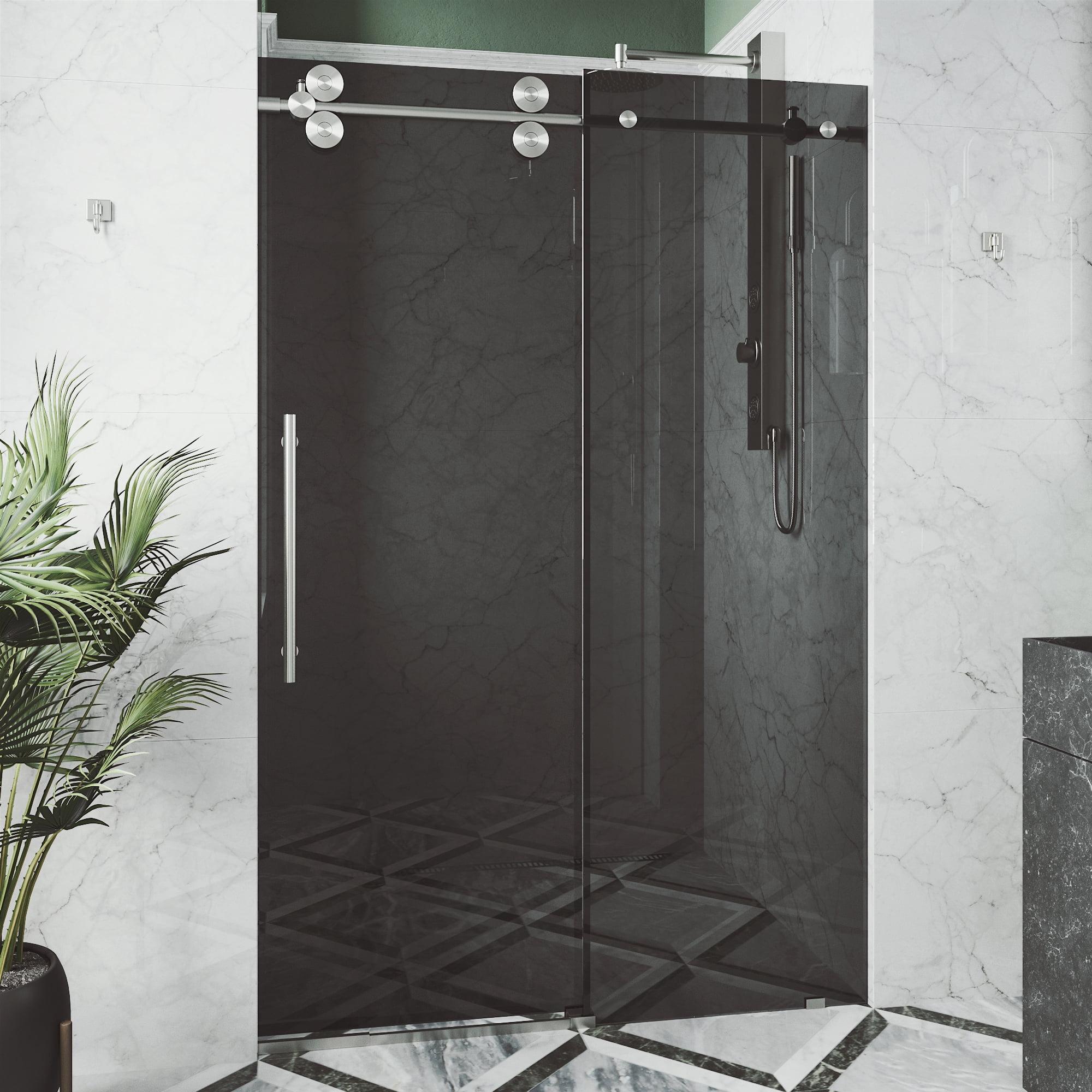 Elan 68-72" W x 74" H Sliding Frameless Shower Door with 3/8" Tinted Glass