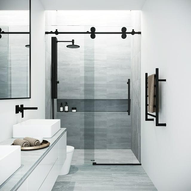 VIGO Elan Frameless Sliding Shower Door Matte Black 52" to 56" W x 74" H Matte,N/A