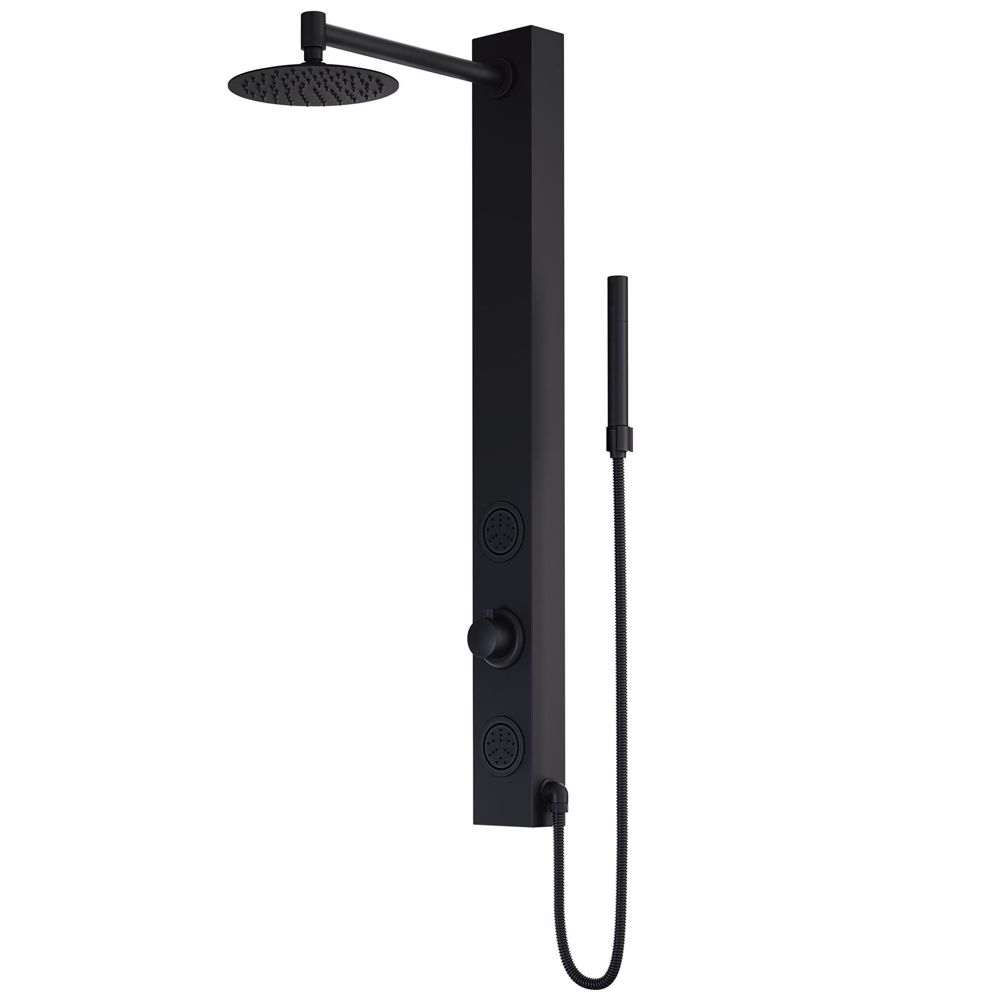 Gardenia 39" Matte Black Aluminum Shower Panel with Hand Wand