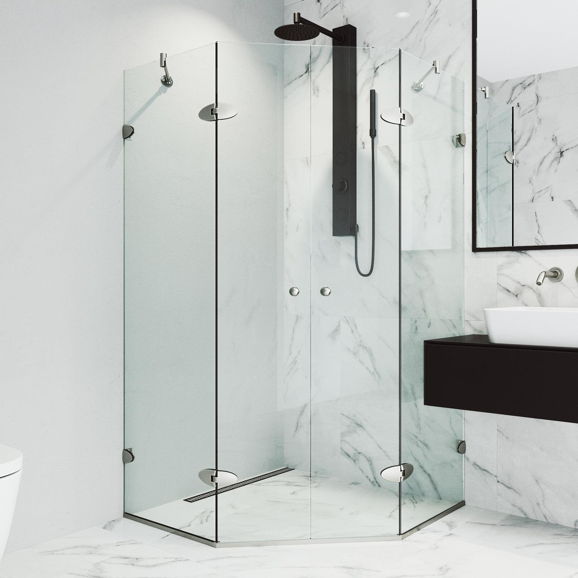 Gemini 45" W x 45" D x 73" H Hinged Frameless Shower Enclosure with 3/8Clear Glass