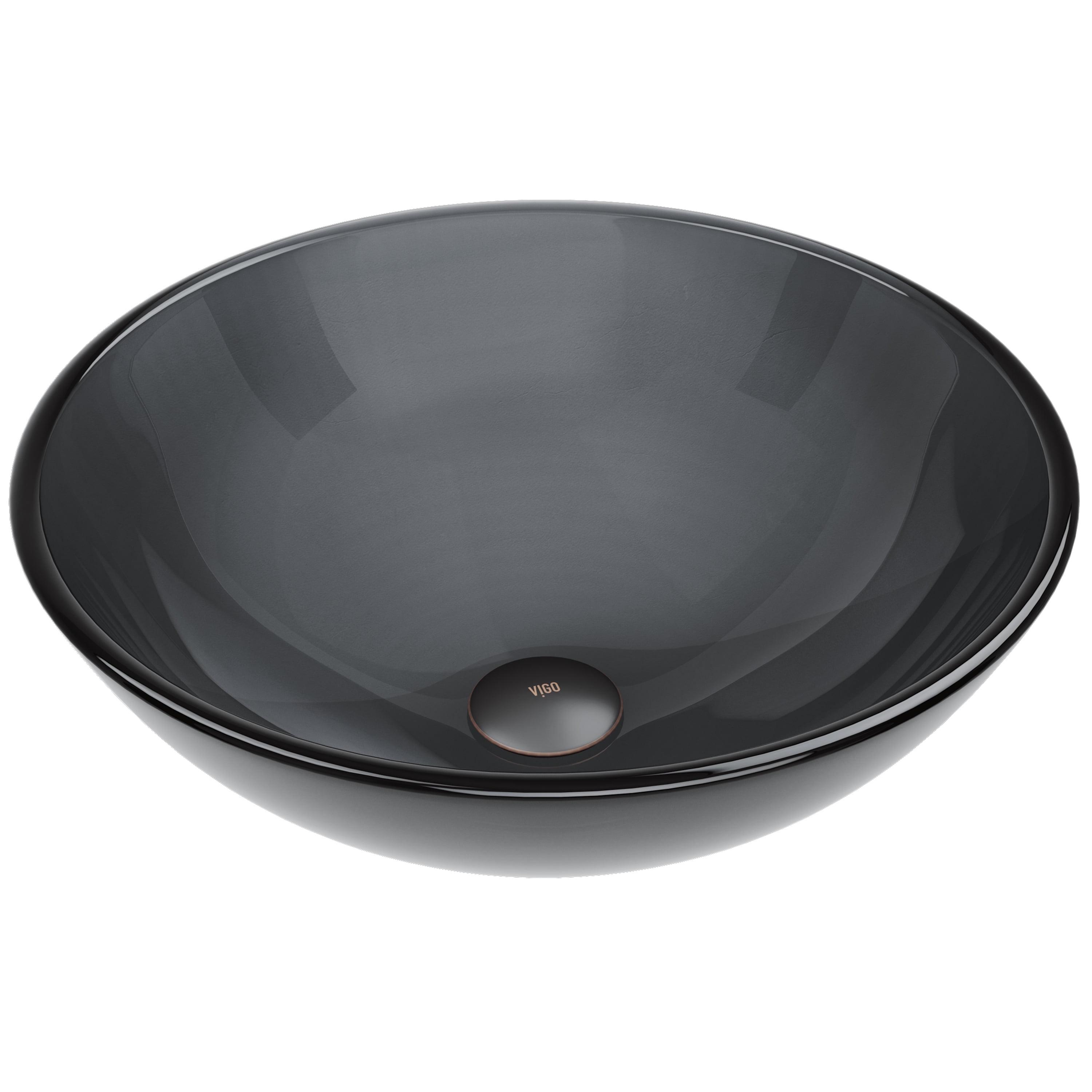 Giovanni Sheer Black Glass Round Vessel Bathroom Sink