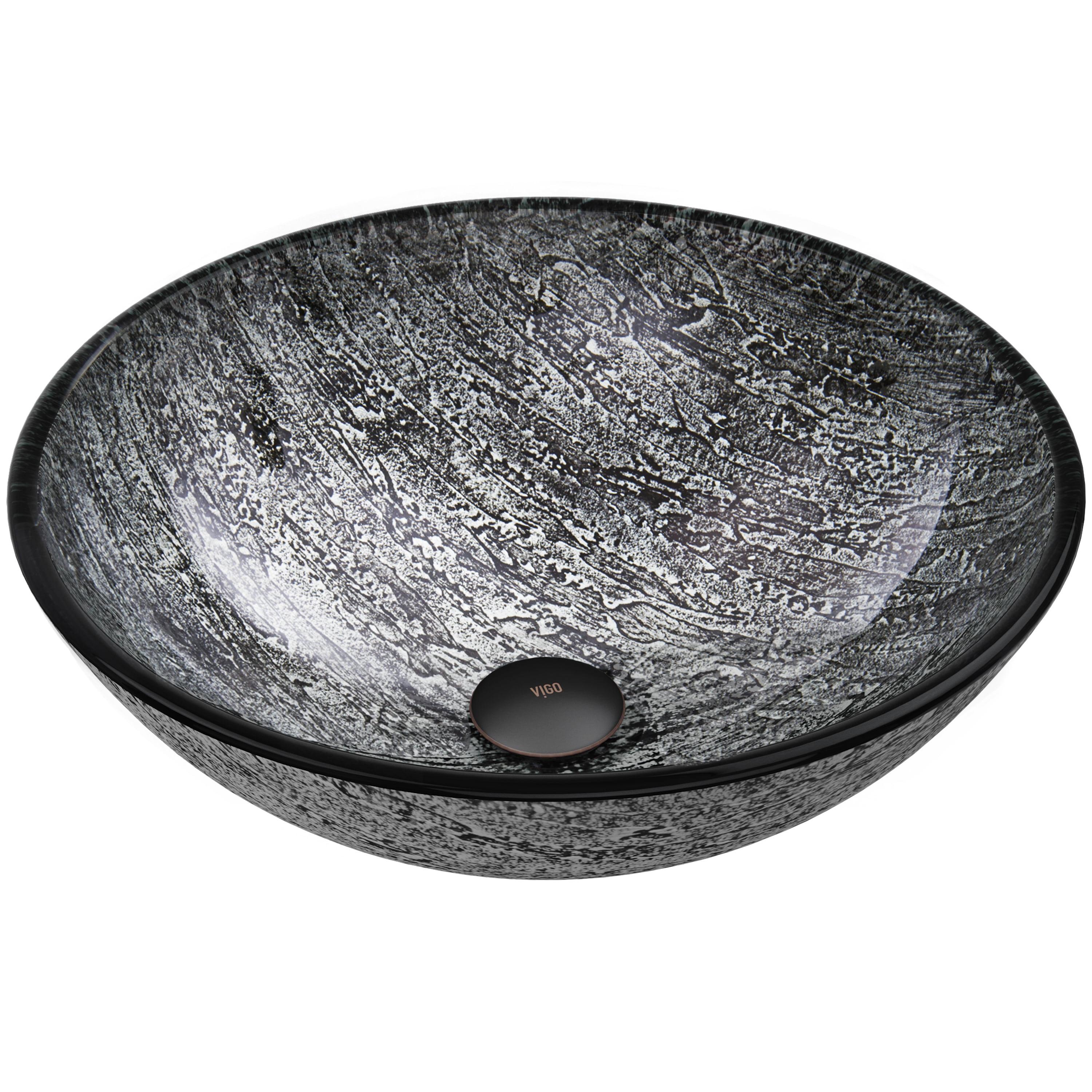 Eclipse 16.5'' Titanium Gray Circular Glass Vessel Bathroom Sink