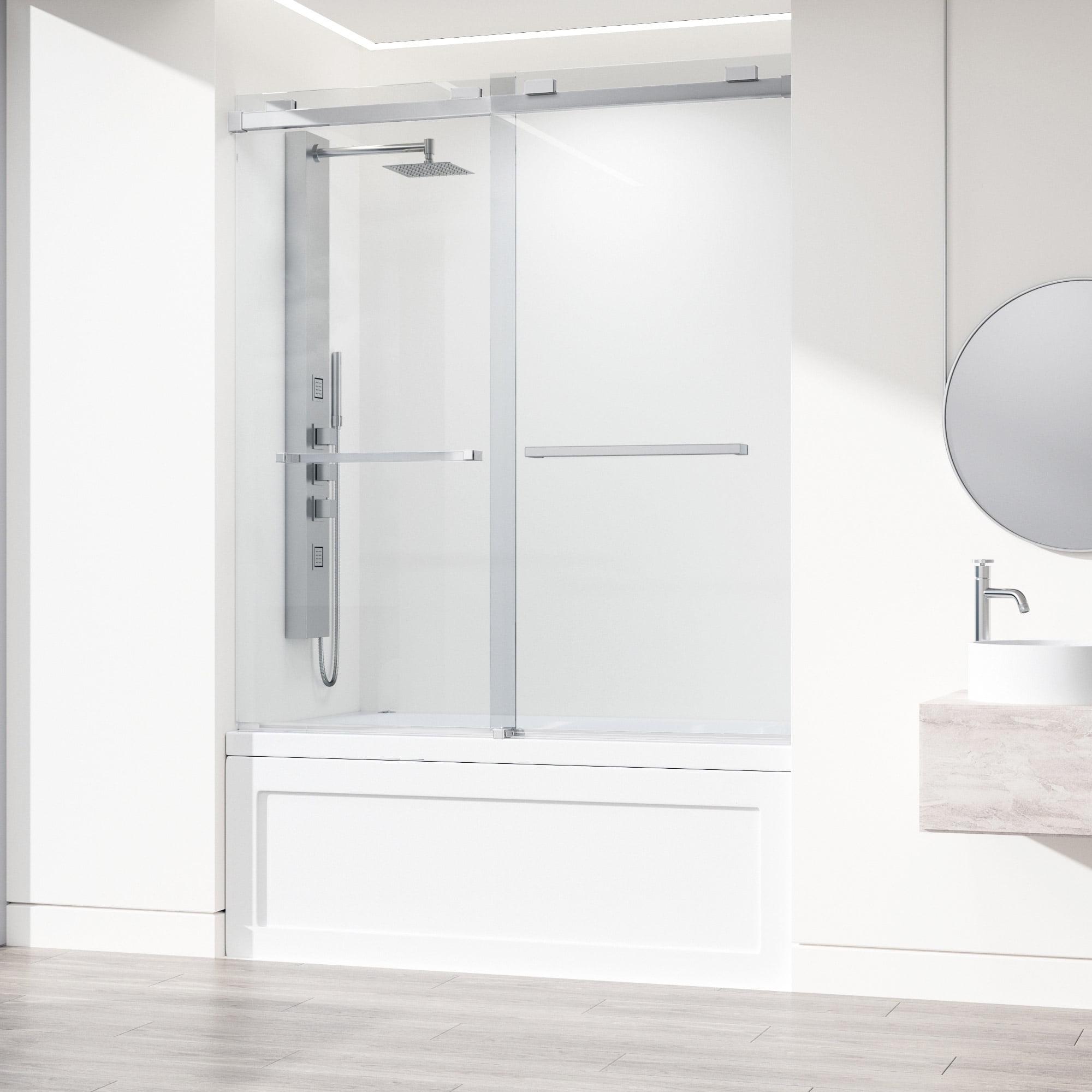 Houston 56-60" W x 66" H Double Sliding Frameless Tub Door with 3/8" Clear Glass