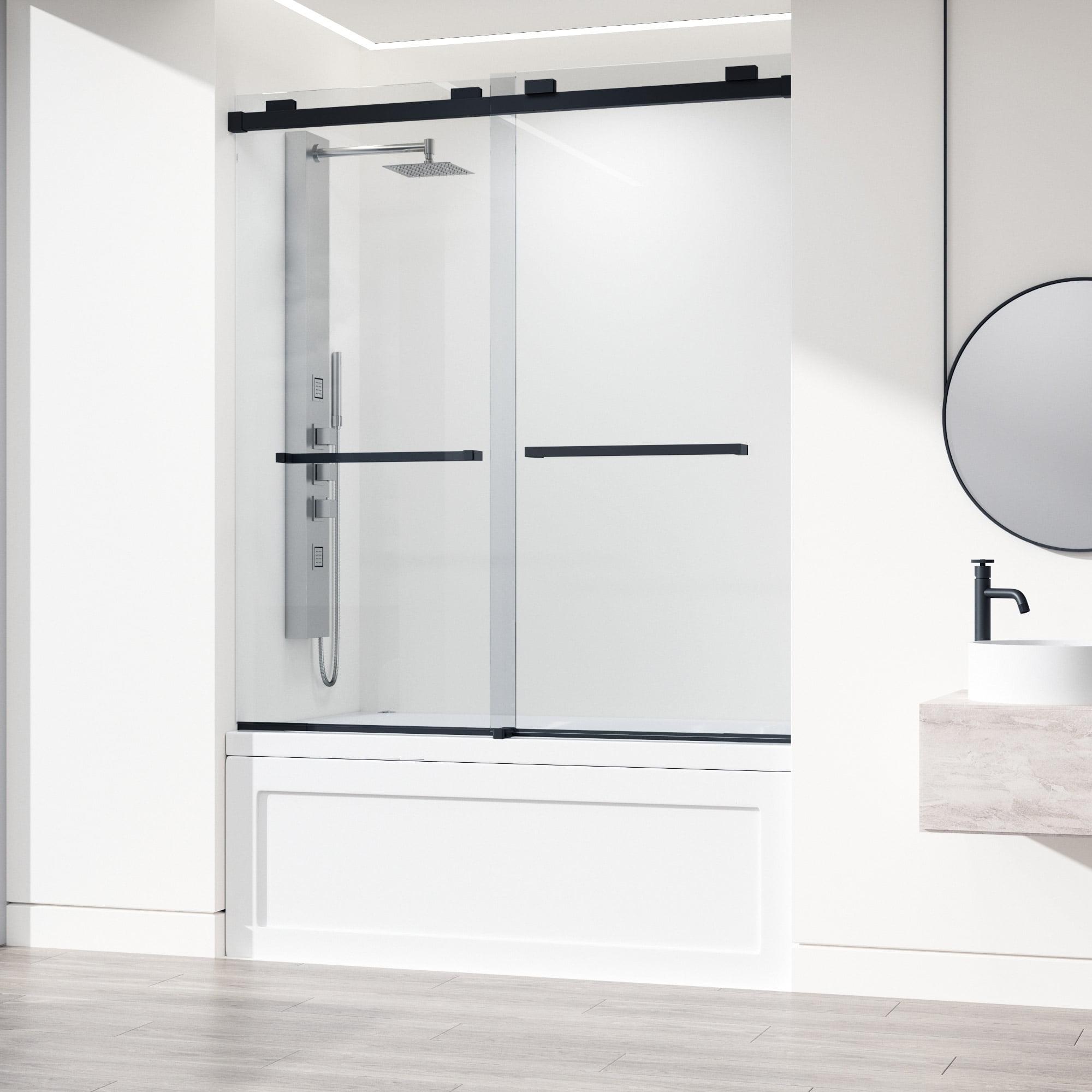 Houston 56-60" W x 66" H Double Sliding Frameless Tub Door with 3/8" Clear Glass