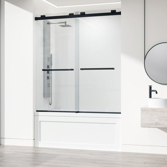Houston 56-60" W x 66" H Double Sliding Frameless Tub Door with 3/8" Clear Glass