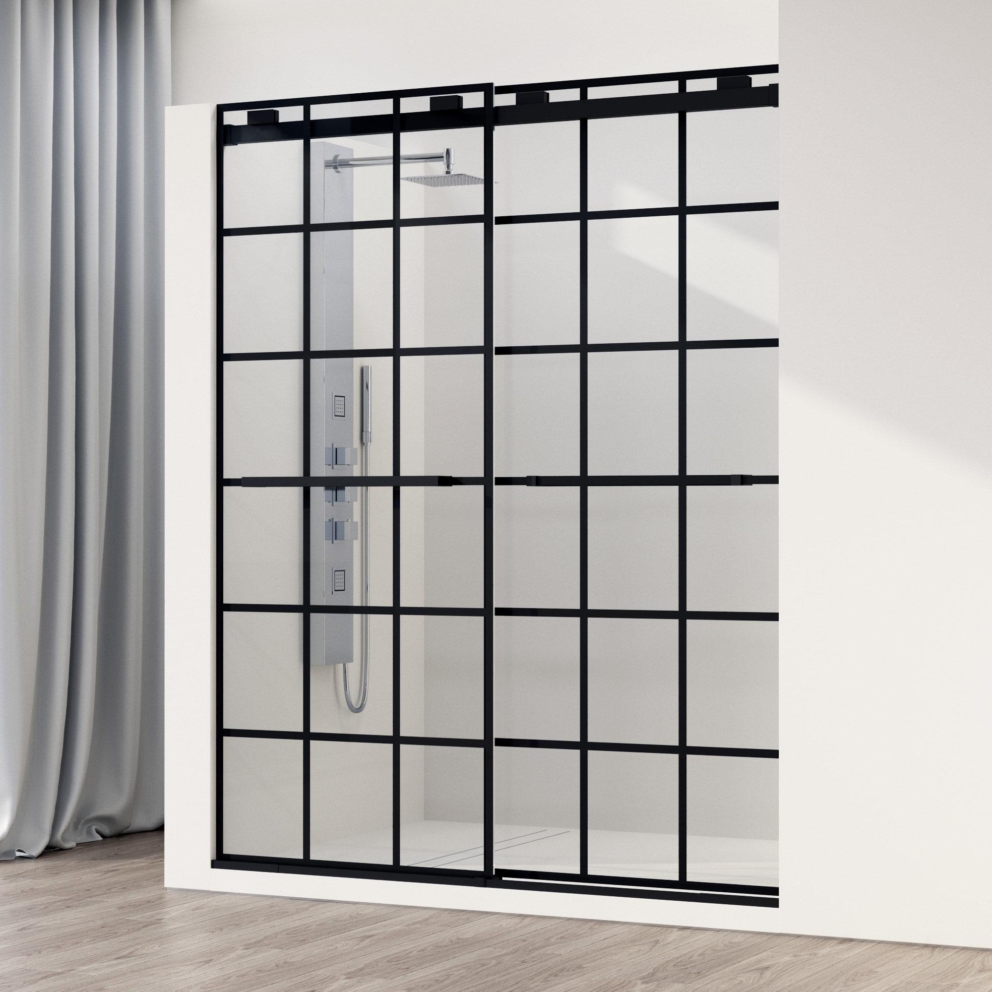 Houston 56-60" W x 76" H Double Sliding Frameless Shower Door with 3/8" Grid Clear Glass