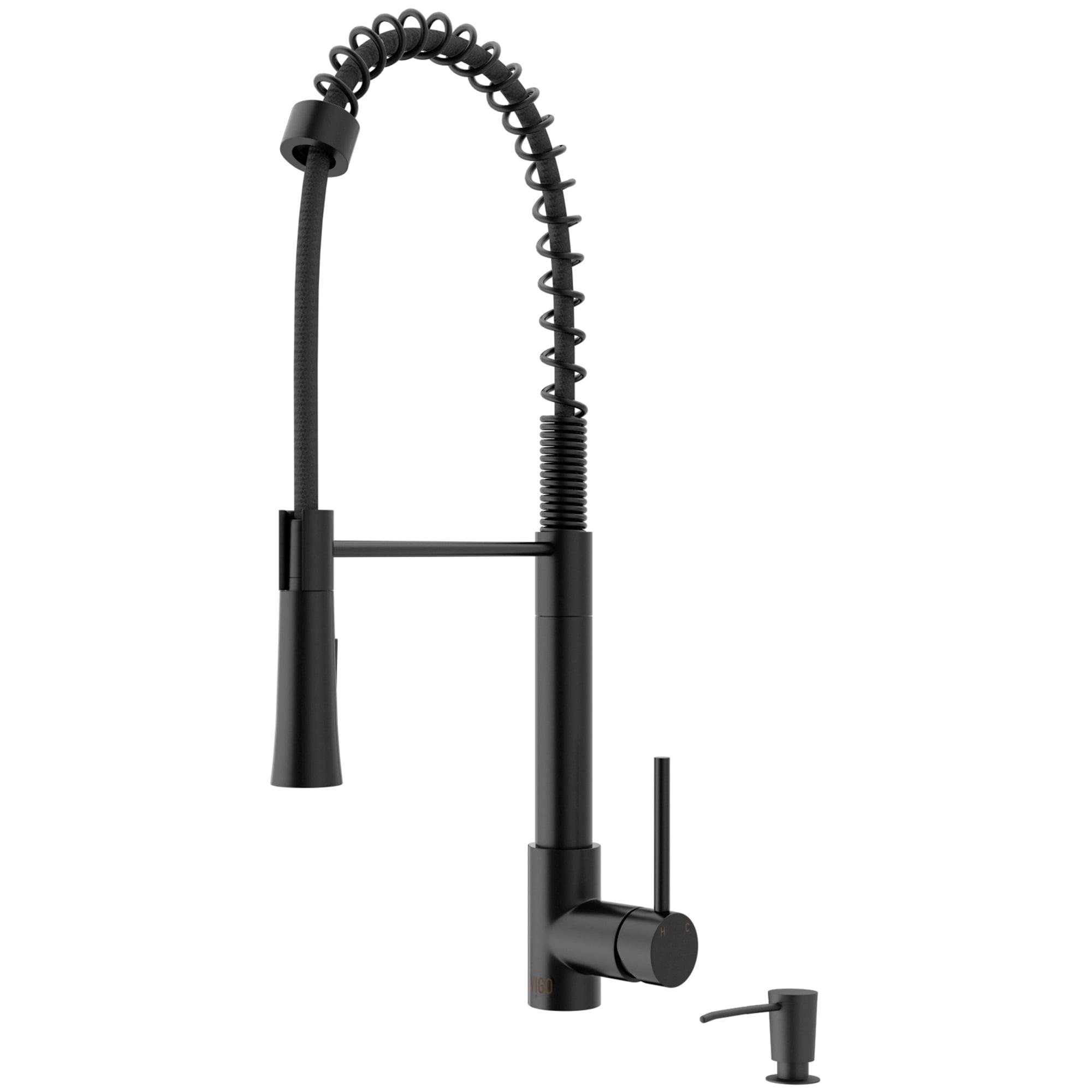 Matte Black Pull-Down Kitchen Faucet with Soap Dispenser