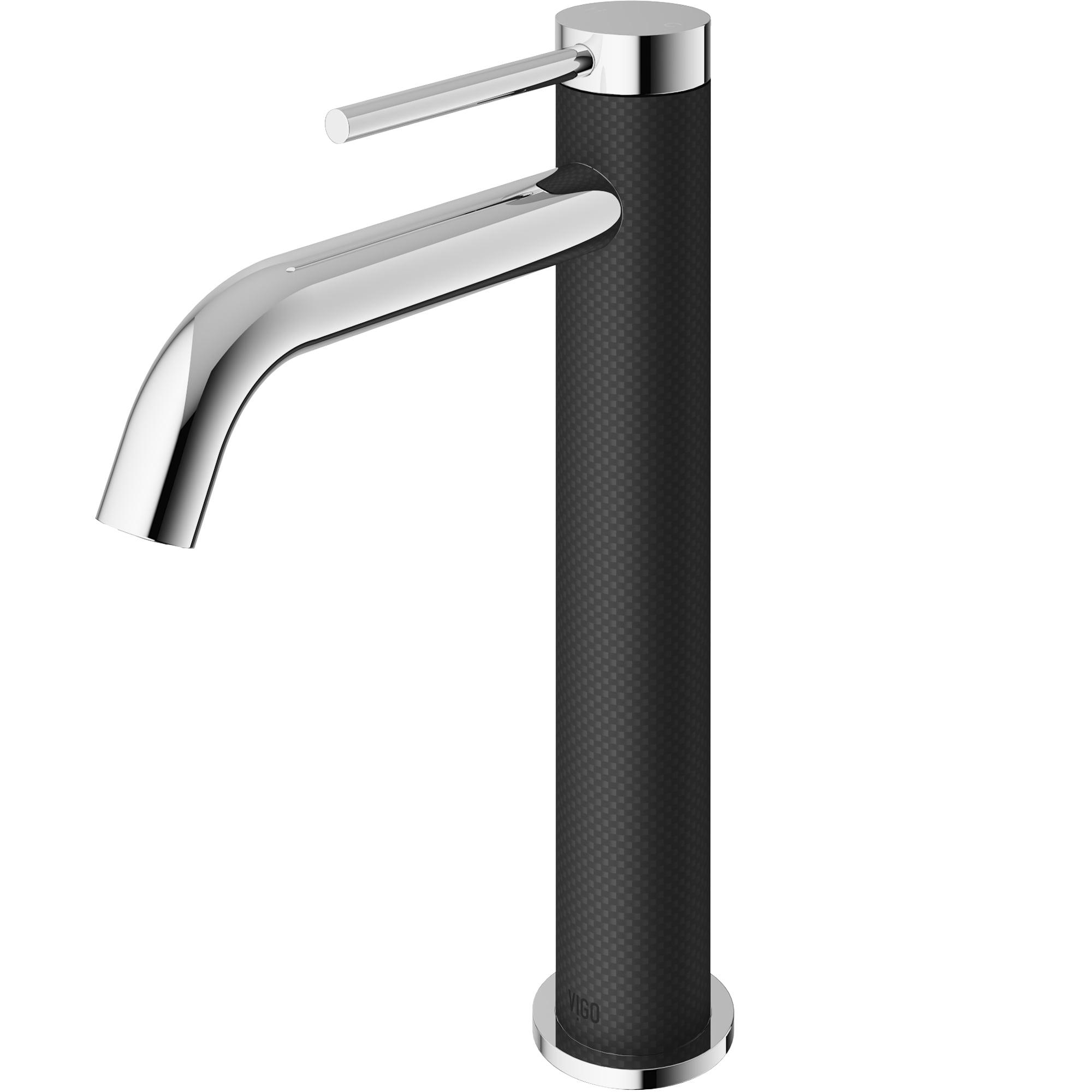 Lexington Chrome Single-Hole Vessel Bathroom Faucet with Carbon Fiber