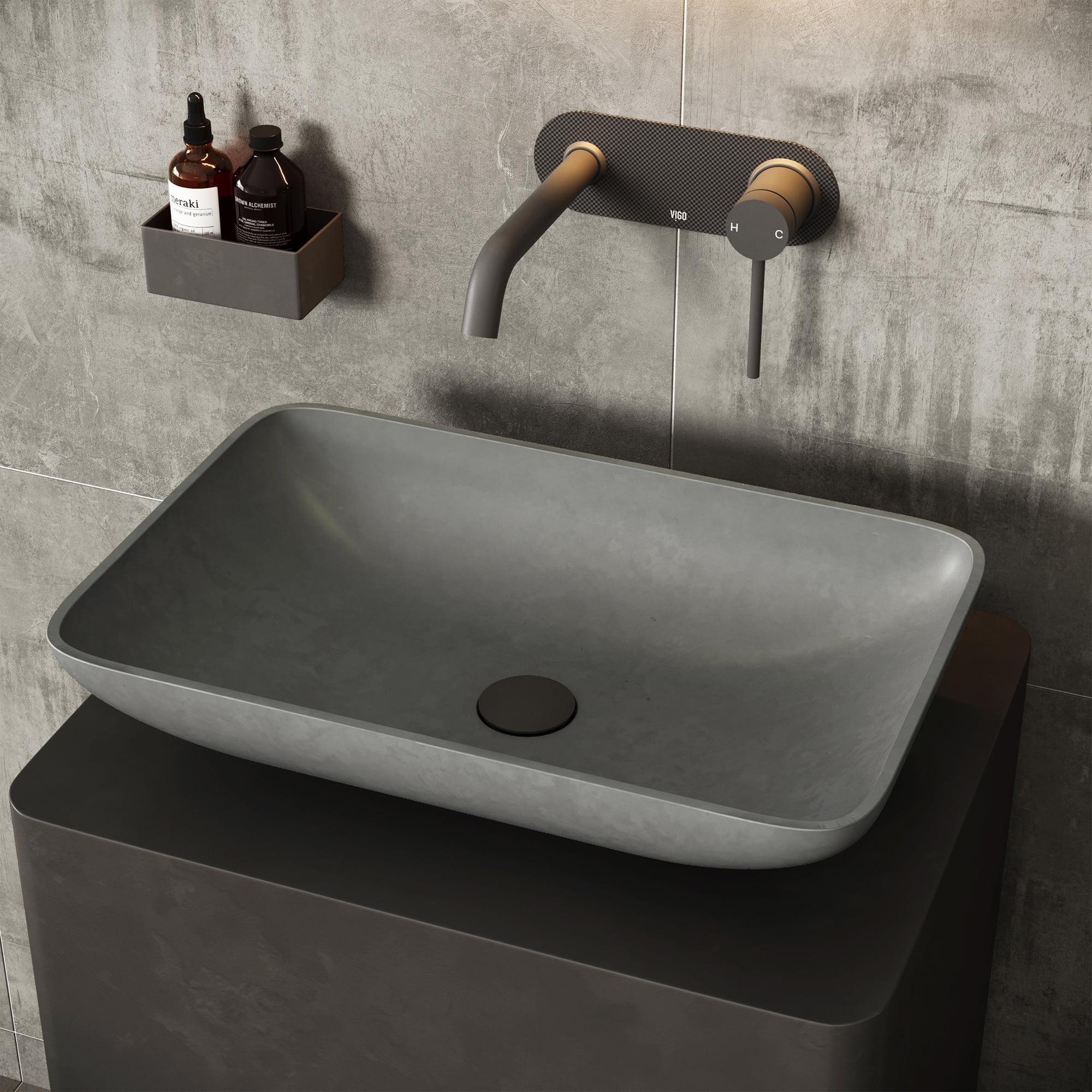 Gray Concreto Stone Rectangular Vessel Bathroom Sink