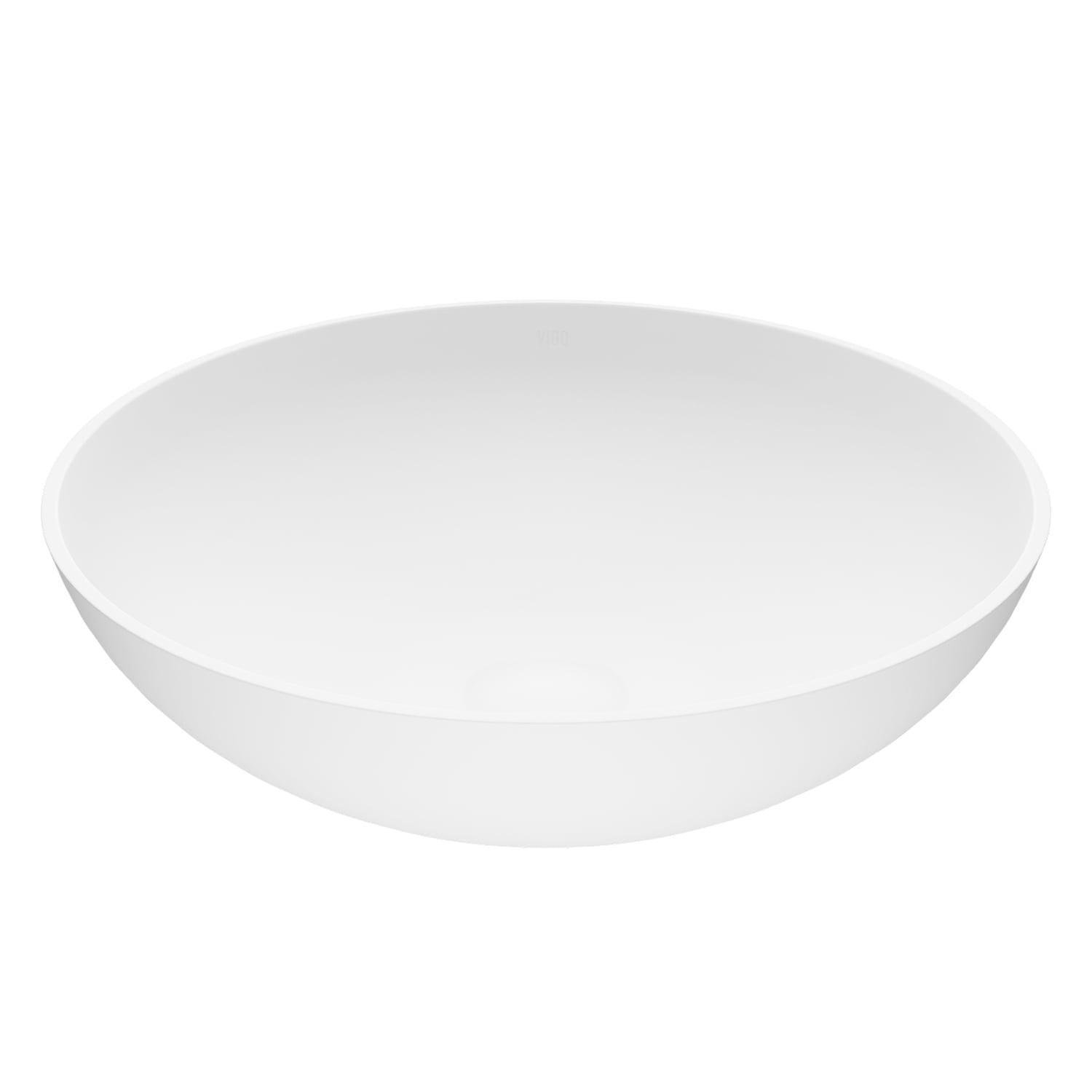 Lotus 16" L x 16" W x 5" H Matte White Handmade Round Vessel Bathroom Sink