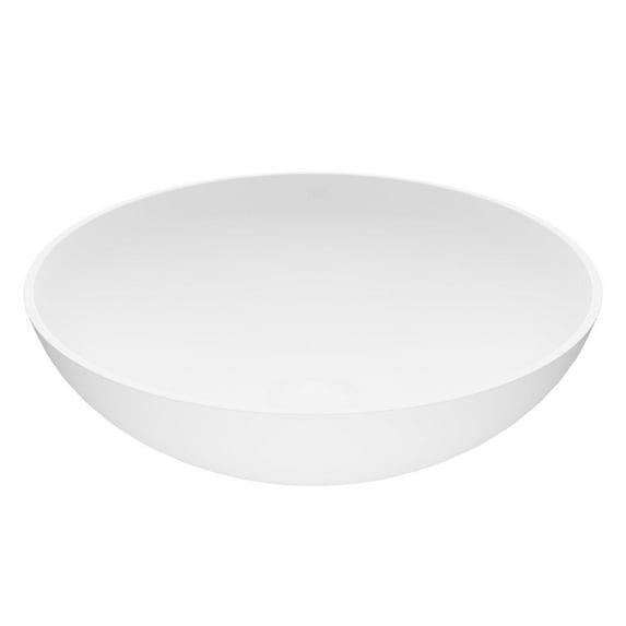 Lotus 16" L x 16" W x 5" H Matte White Handmade Round Vessel Bathroom Sink