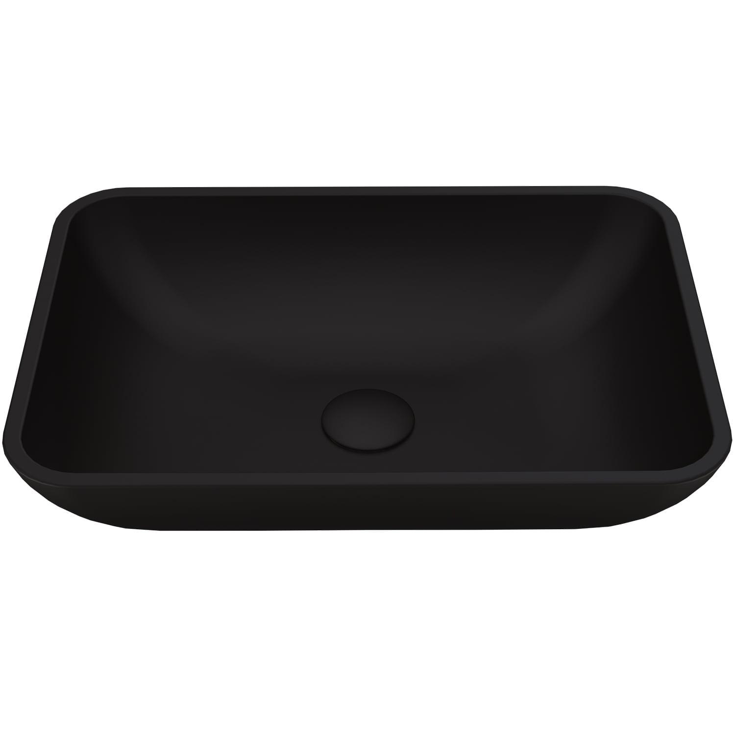 Matte Black Glass Rectangular Vessel Bathroom Sink