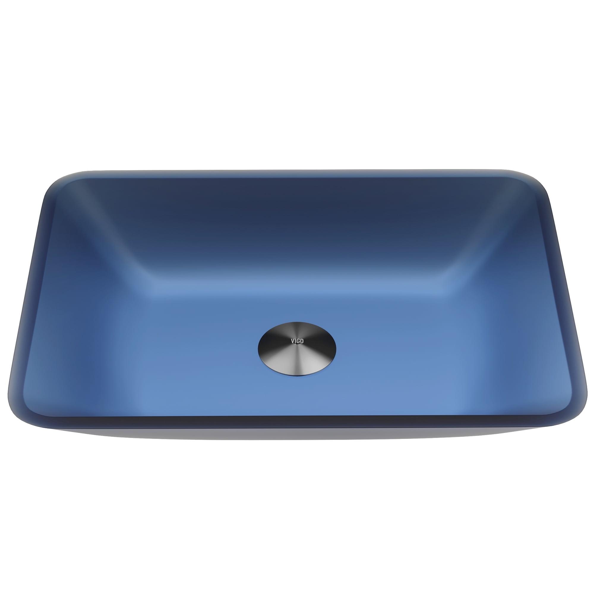 Royal Blue Rectangular Glass Vessel Bathroom Sink