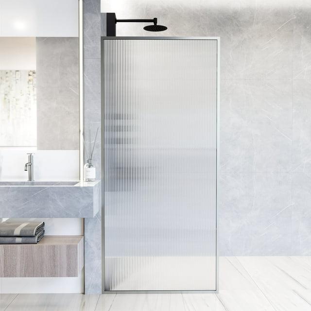 Meridian 34" W x 74" H Fixed Framed Shower Screen with 3/8" Glass