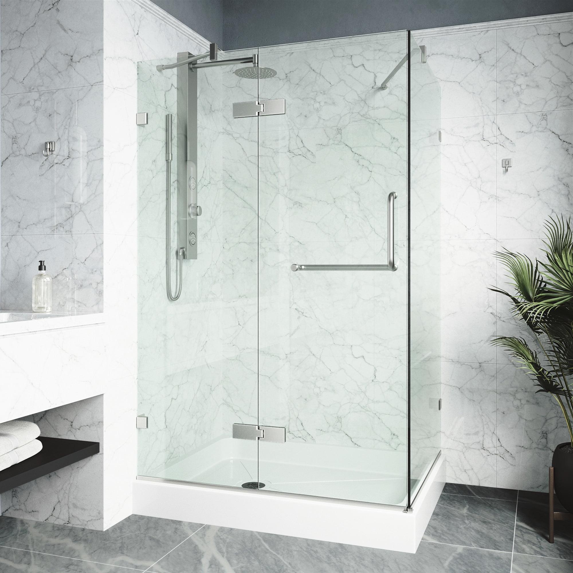 VIGO Monteray 48" W x 32" D x 79" H Hinged Frameless Shower Enclosure with 3/8 Clear Glass & Base VG6011BNCL48WL