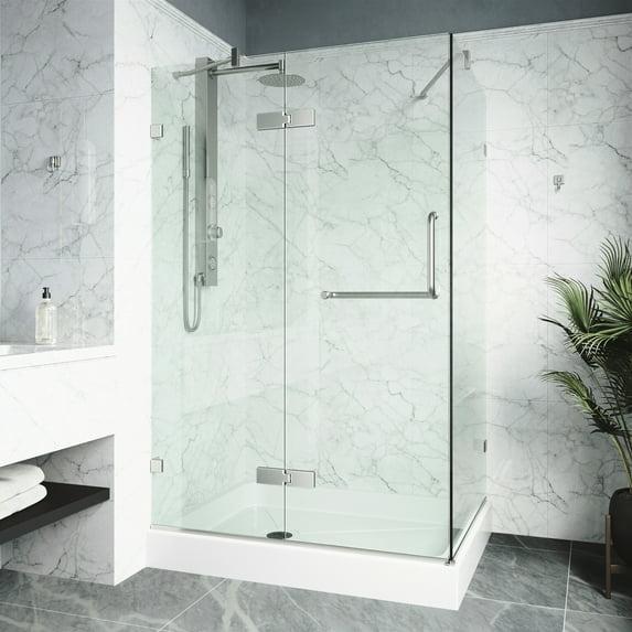VIGO Monteray 48" W x 32" D x 79" H Hinged Frameless Shower Enclosure with 3/8 Clear Glass & Base VG6011BNCL48WL