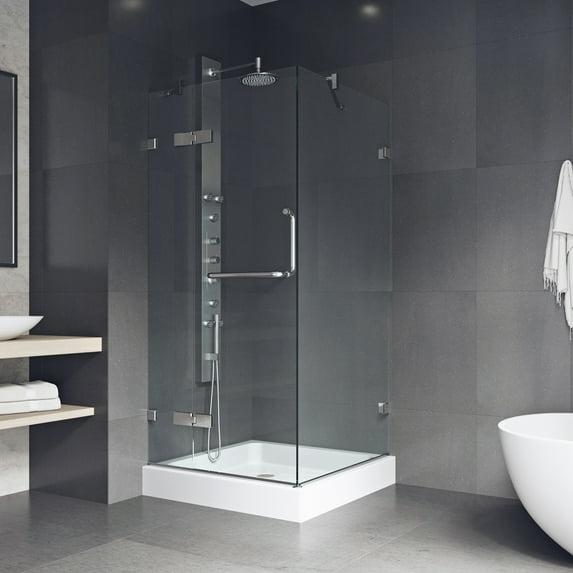Monteray 36" W x 36" D x 79" H Hinged Frameless Shower Enclosure with 3/8Clear Glass&Base