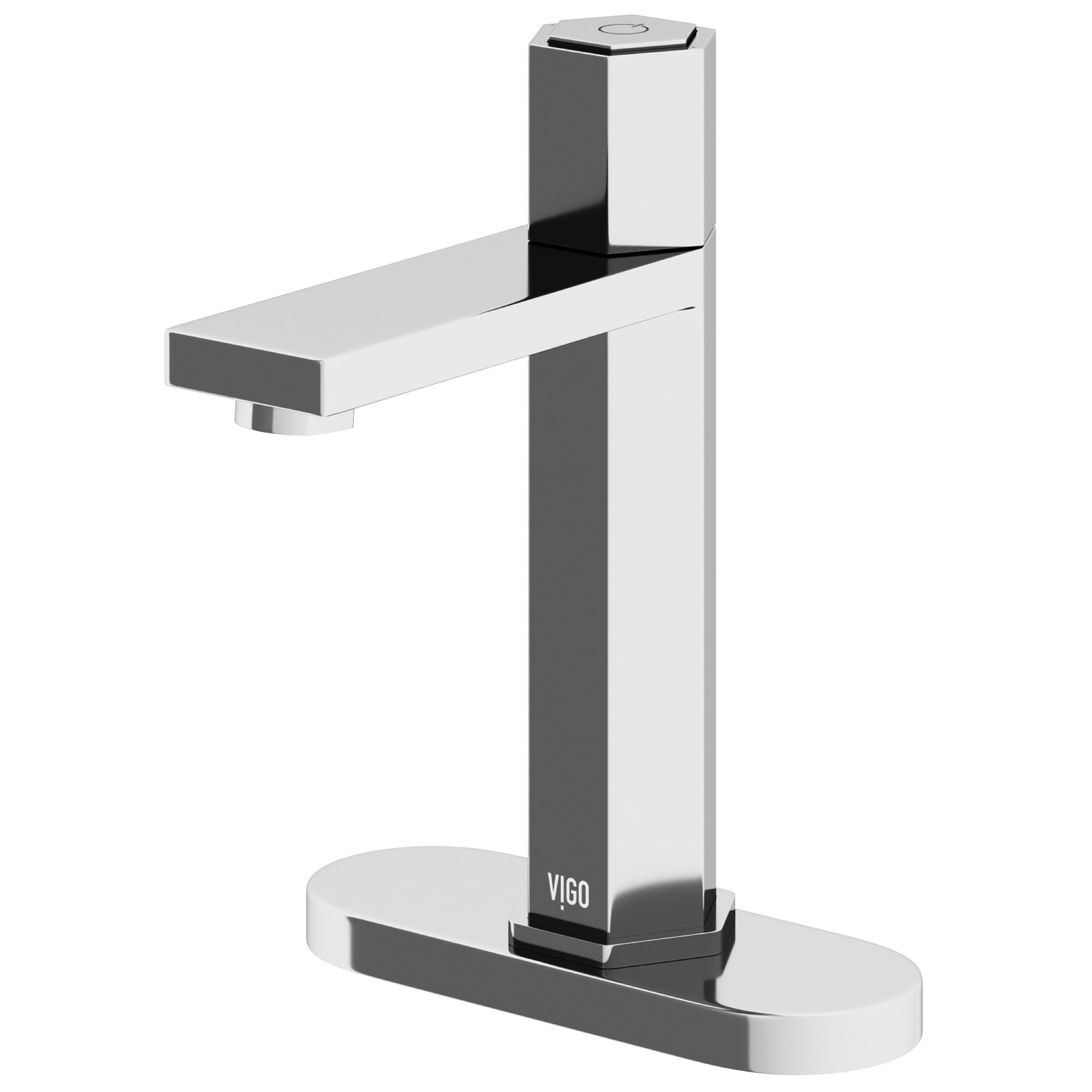 VIGO Nova Single Handle Single-Hole Bathroom Faucet Set with Deck Plate in Chrome