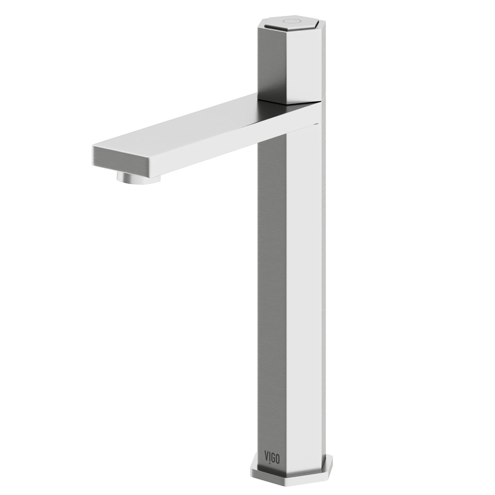 Nova Elegance Tall Rectangular Spout Bathroom Vessel Faucet in Brushed Nickel