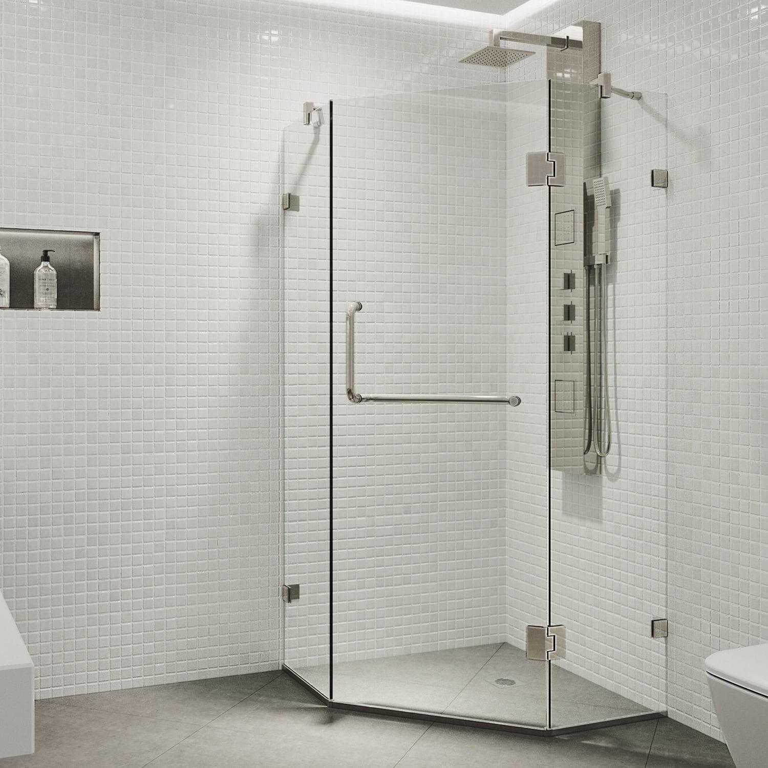 Piedmont 34" W x 34" D x 73" H Hinged Frameless Shower Enclosure with 3/8Clear Glass