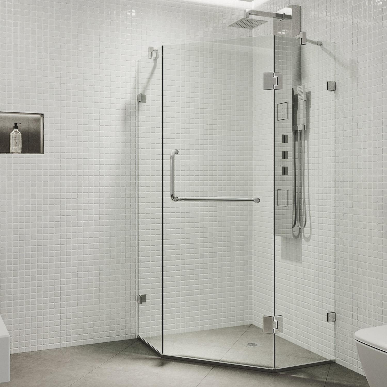 VIGO Piedmont 34" W x 34" D x 73" H Hinged Frameless Shower Enclosure with 3/8  Clear Glass VG6062CHCL36