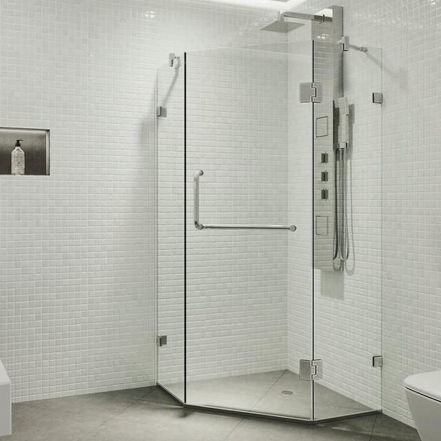 VIGO Piedmont 34" W x 34" D x 73" H Hinged Frameless Shower Enclosure with 3/8  Clear Glass VG6062CHCL36