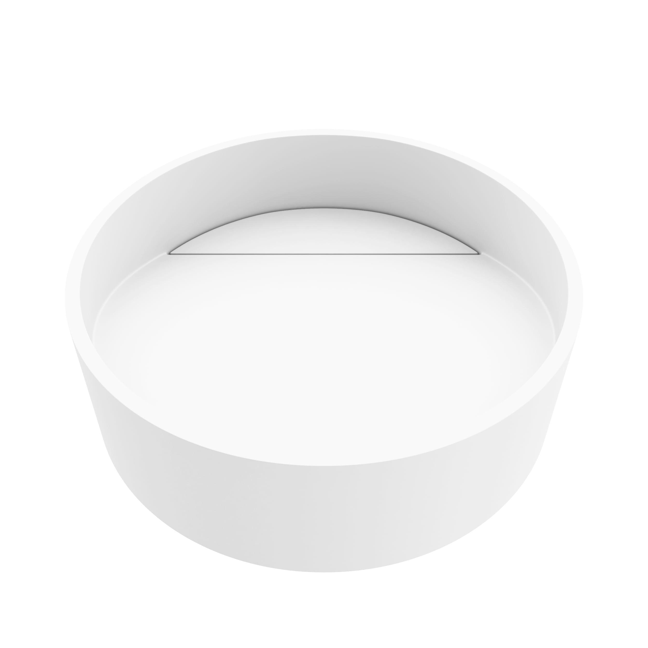 Matte White Round Stone Above-Counter Vessel Sink, 15-inch