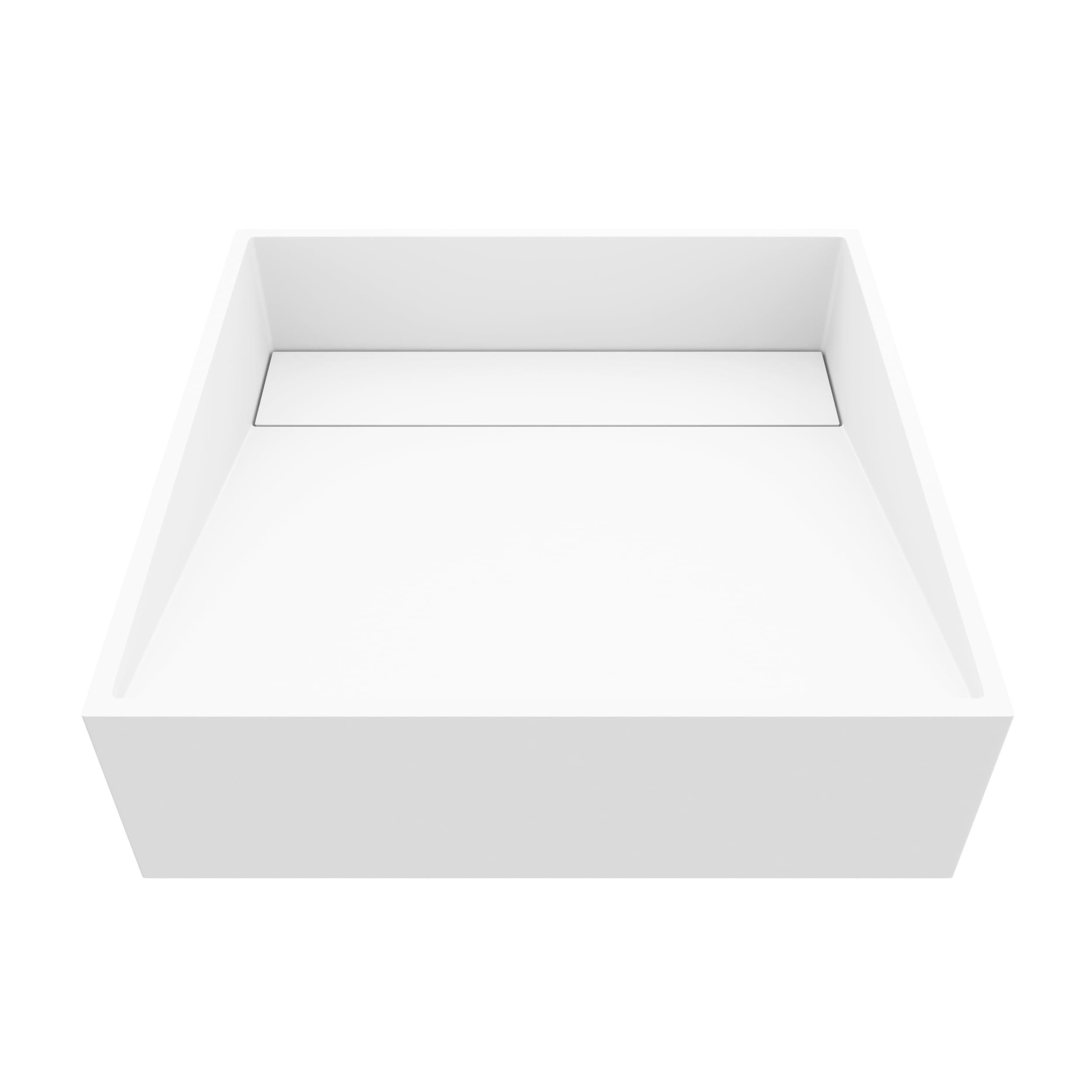 Matte White Square Stone Above-Counter Vessel Sink