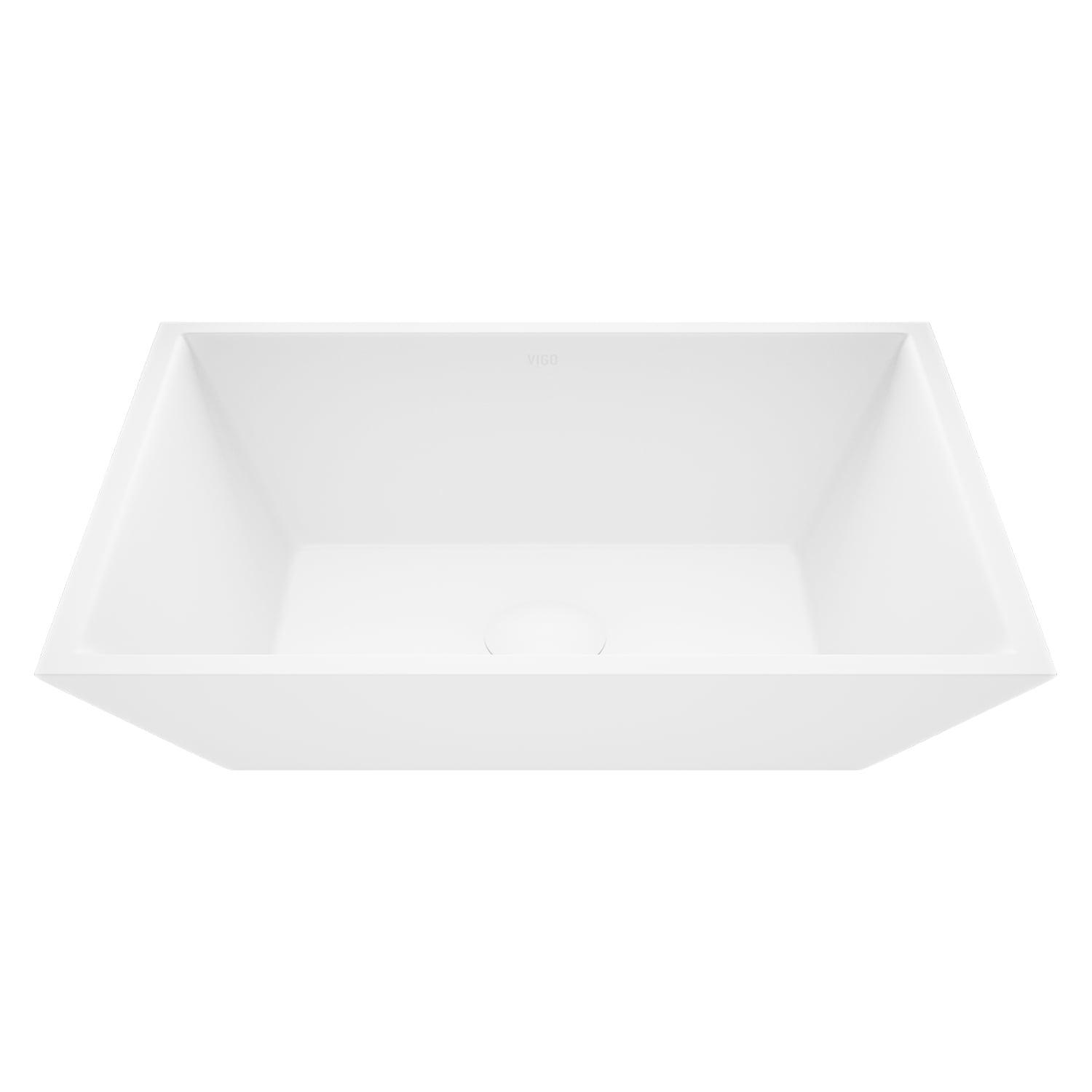 Elegant White Acrylic 18" Rectangular Vessel Bathroom Sink