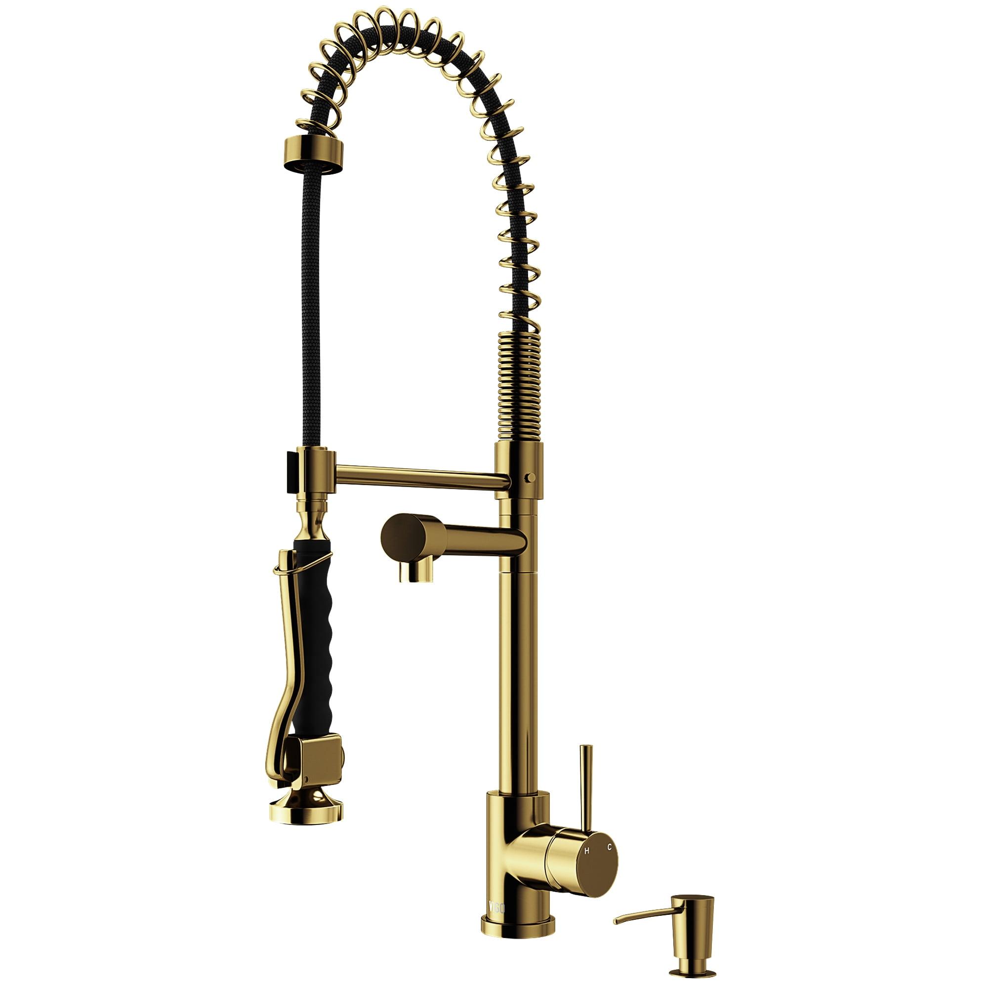 Matte Gold Pull-Down Kitchen Faucet with Soap Dispenser