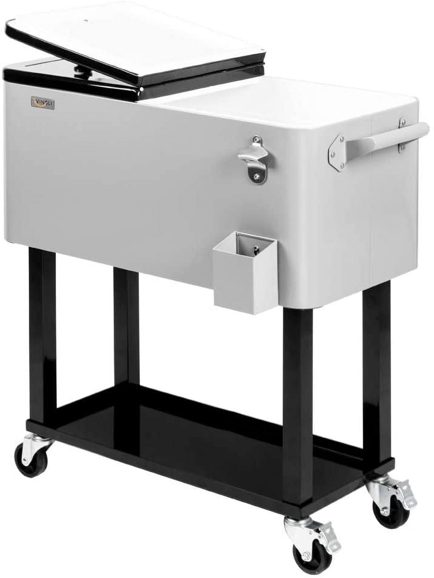 Portable 80QT Rolling Cooler Cart Ice Chest for Outdoor Patio Deck Party