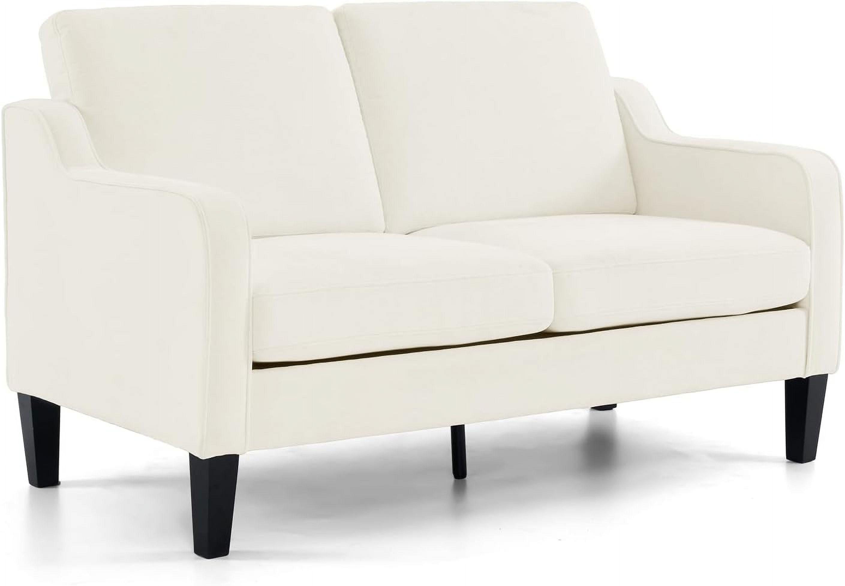 CHAUKY Loveseat Mid-Century Modern Loveseat Sofa Couch 53" Wide 2 Seater Sofa Couch Love Seat with Scooped Armrest for Small Spaces, Living Room, Dorm, Bedroom, Apartment (Creamy White)