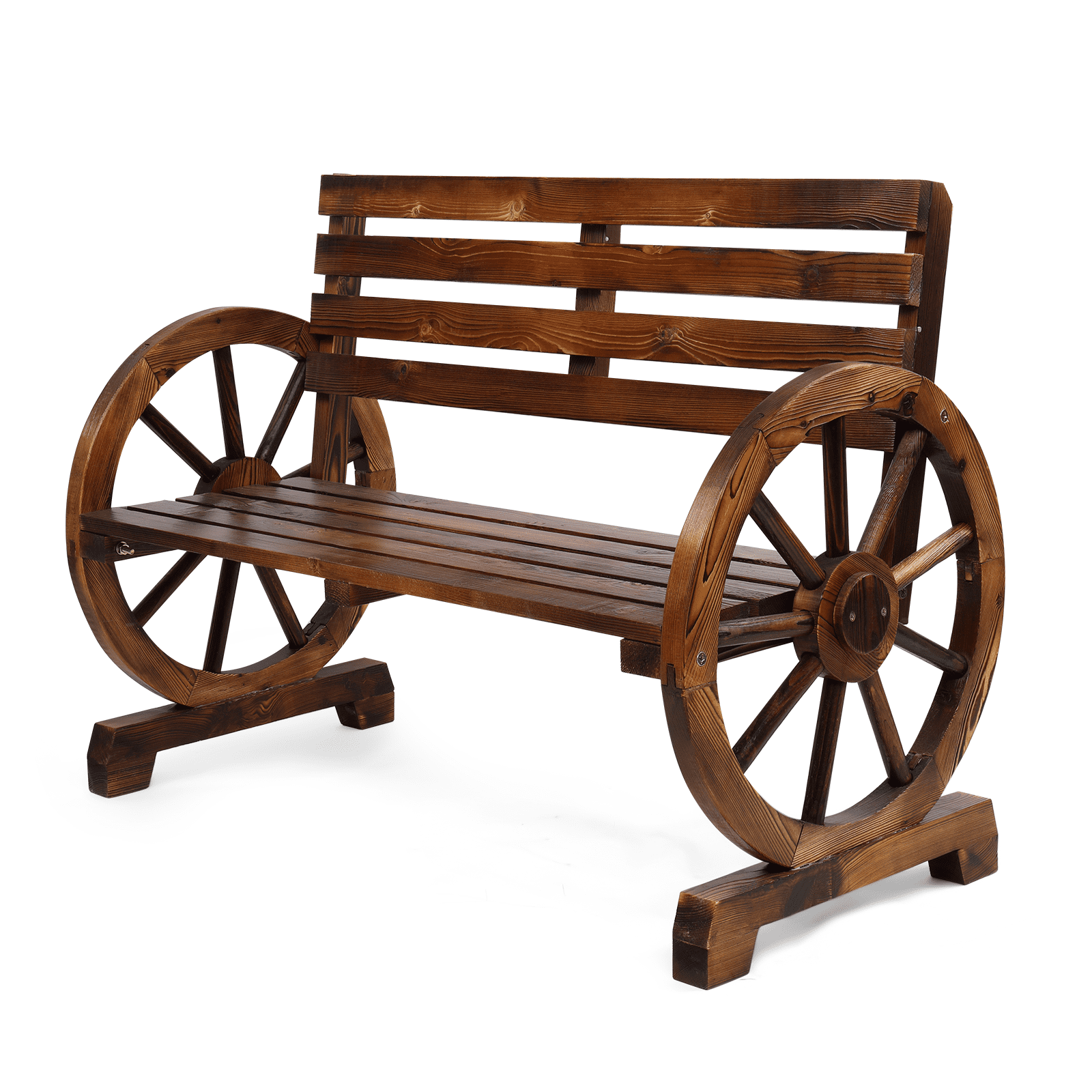 Rustic Wooden Wagon Wheel 41" 2-Person Bench