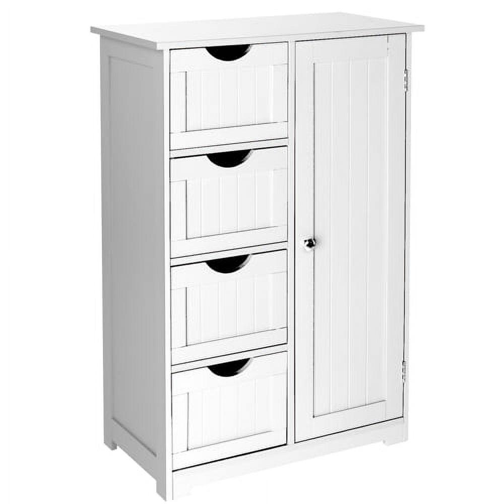 White Freestanding MDF Storage Cabinet with Adjustable Shelves