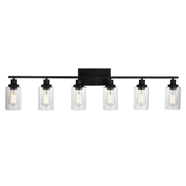 VINLUZ  Modern 6-lights Vanity Lighting Fixture for Bathroom black