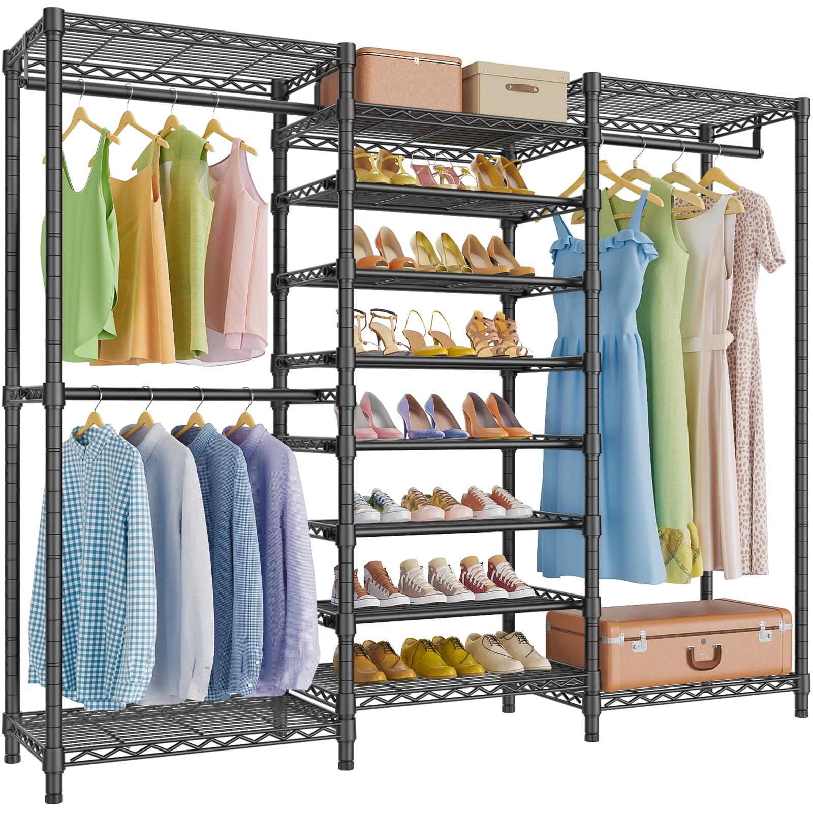 Black Heavy Duty Freestanding Garment Rack with Adjustable Shelves