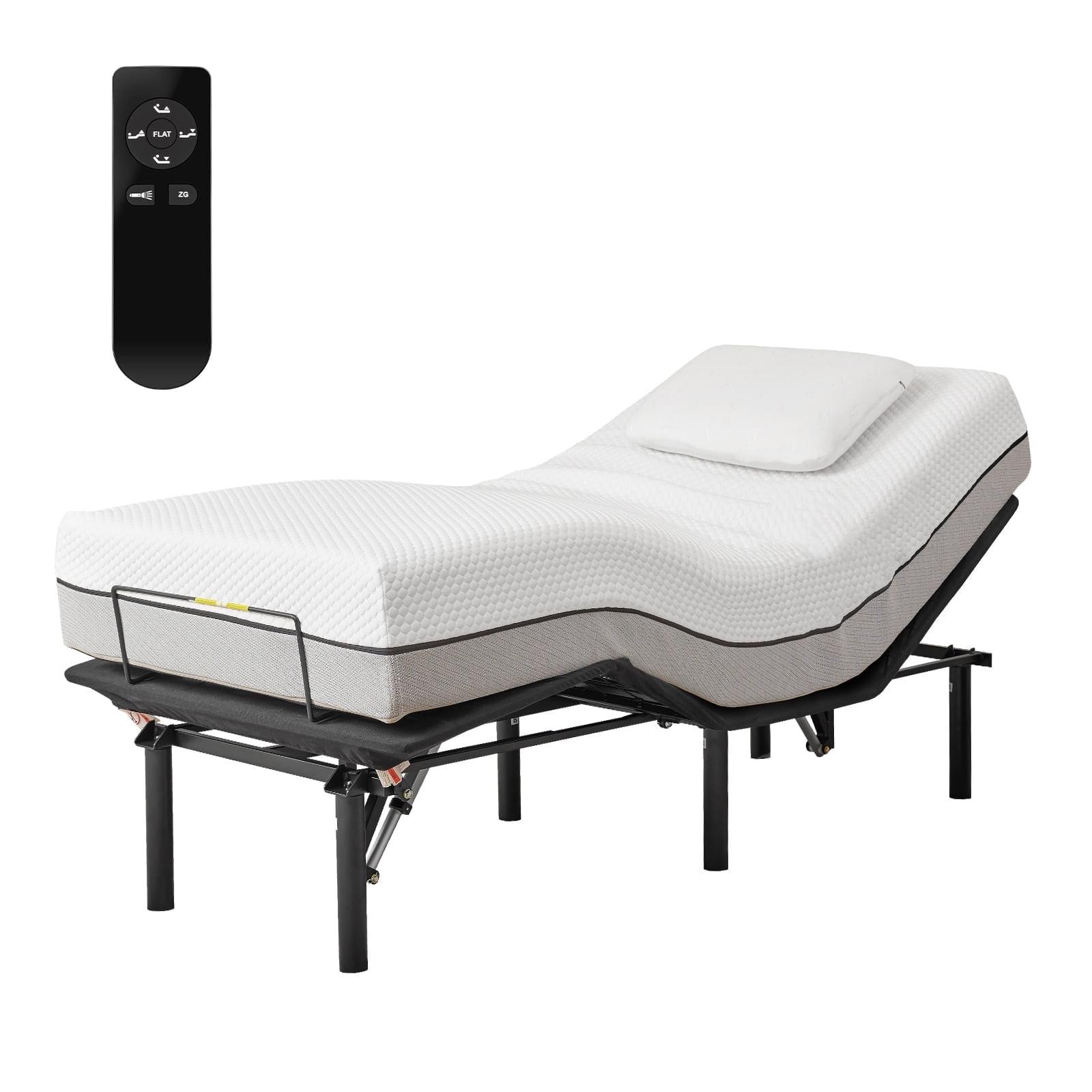 Twin XL Black Adjustable Metal Bed Frame with Wireless Control