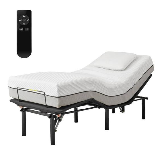 Twin XL Black Adjustable Metal Bed Frame with Wireless Control