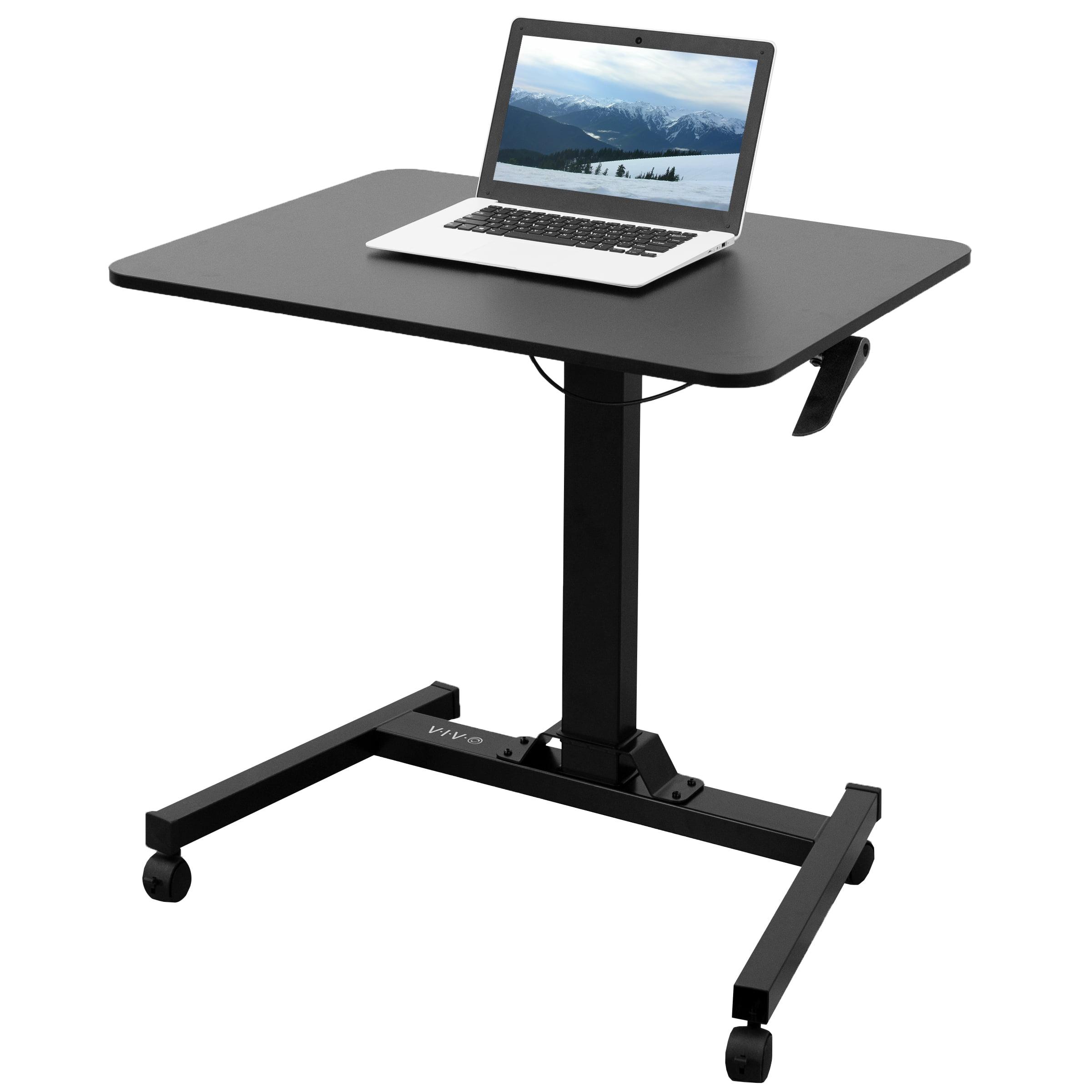 Black Adjustable Height Steel Mobile Presentation Cart