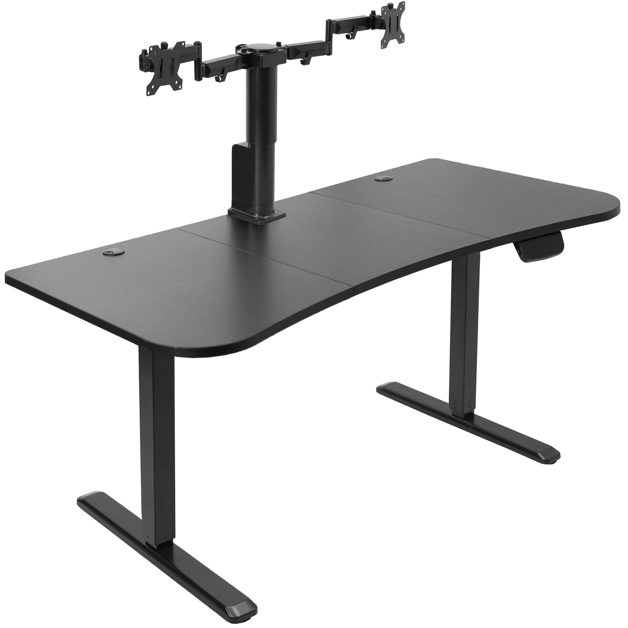 Vivo Black 63" Electric Height Adjustable Desk with Dual Monitor Mount